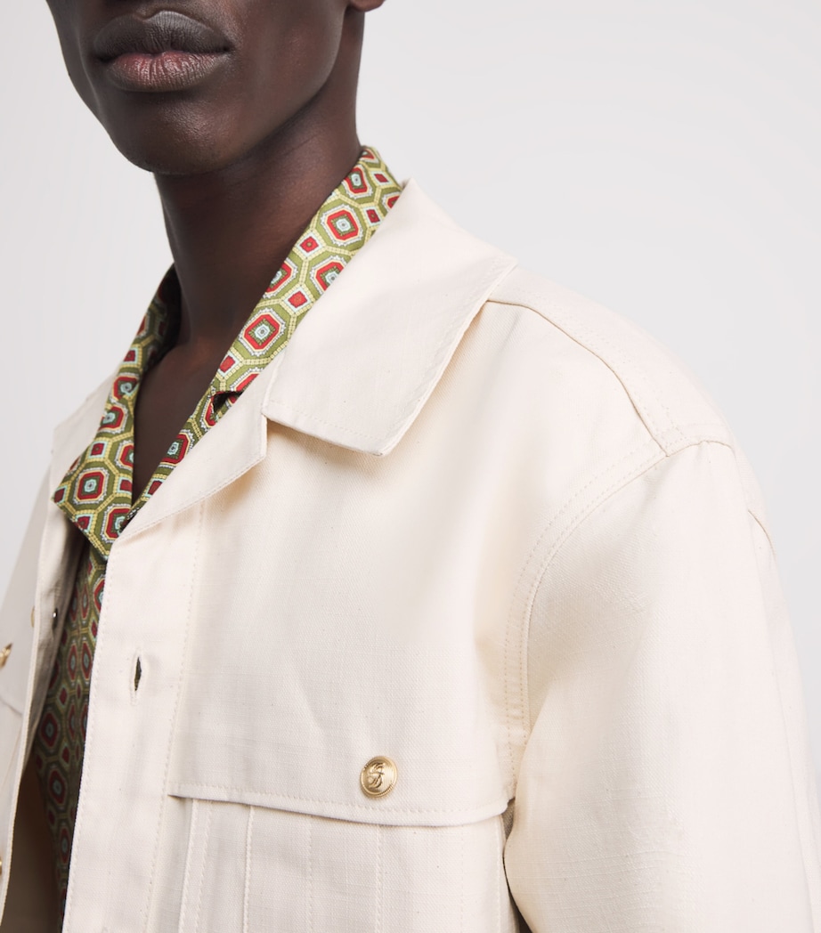 Drôle De Monsieur Mens Cotton Four-Pocket Overshirt Off White Image 3