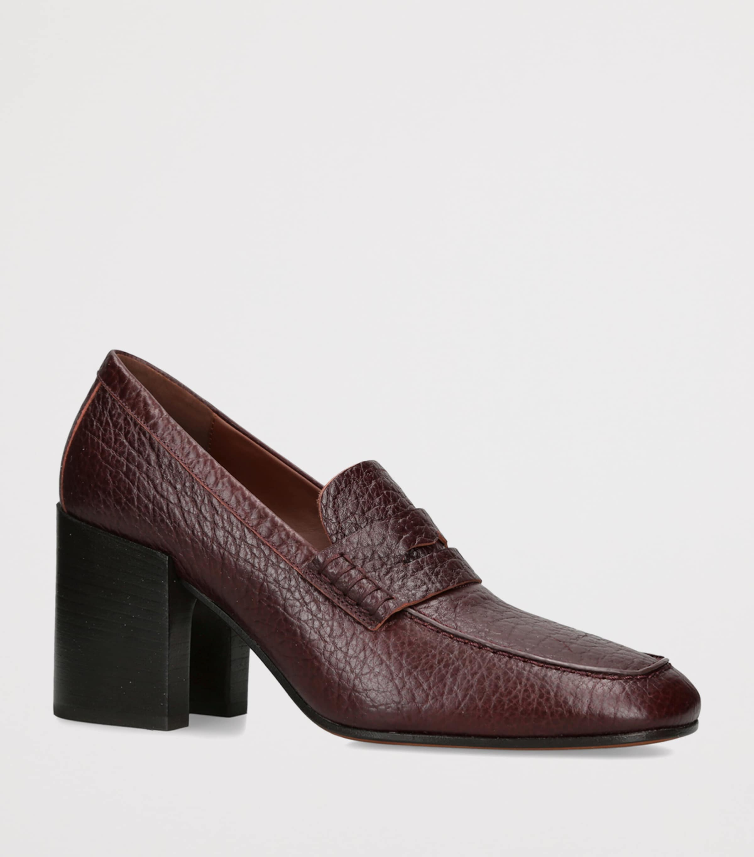DRIES VAN NOTEN Womens Leather Heeled Loafers 70 Wine Image 3