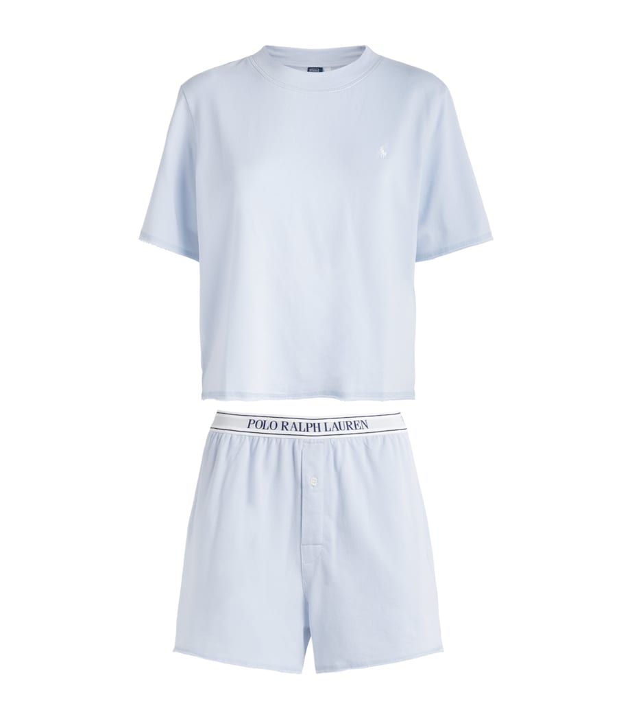 Polo Ralph Lauren Womens Terry Short Pyjama Set Xenon Blue Image 1