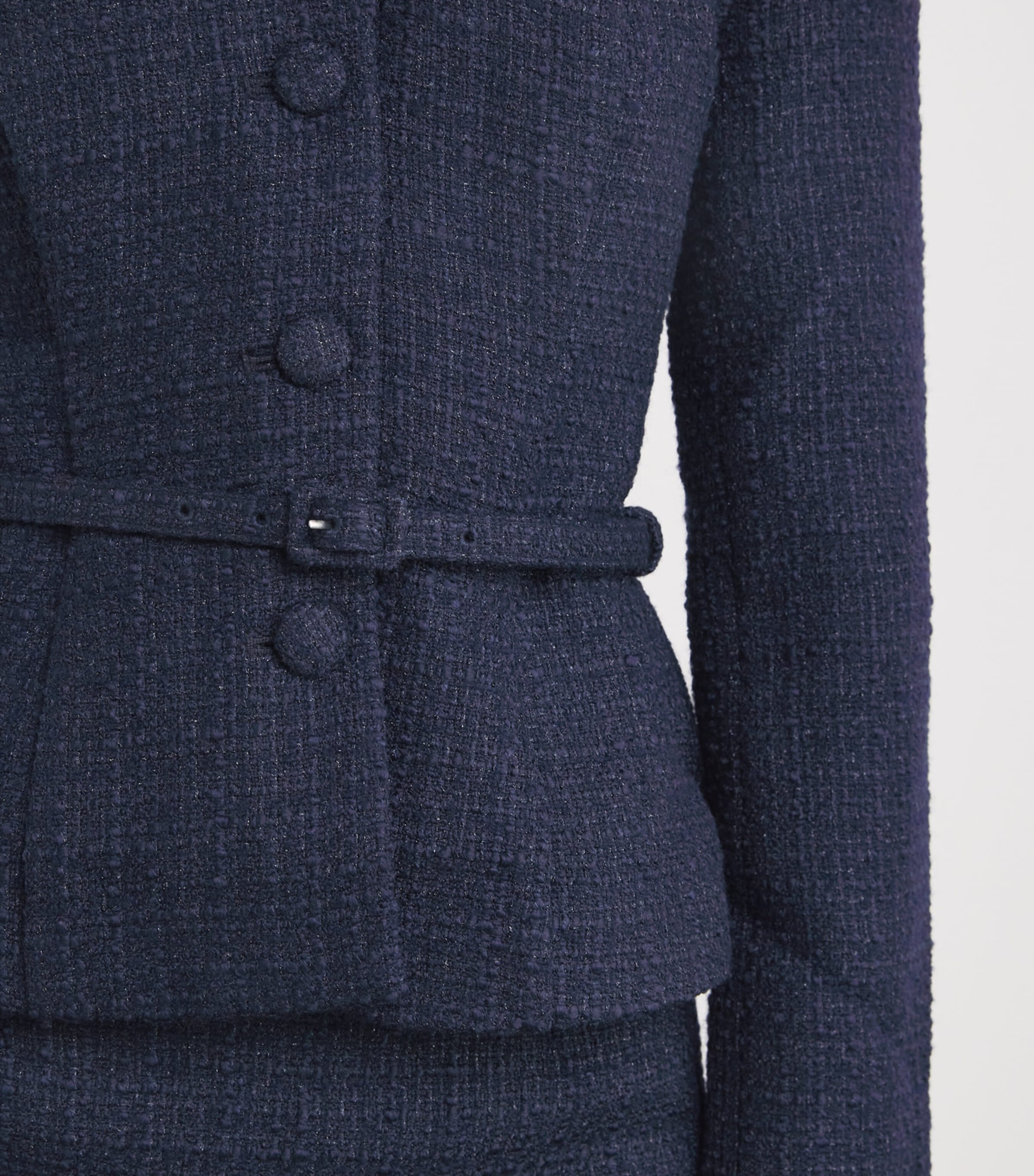 Bouclé Off-The-Shoulder Jacket NAVY Image 6