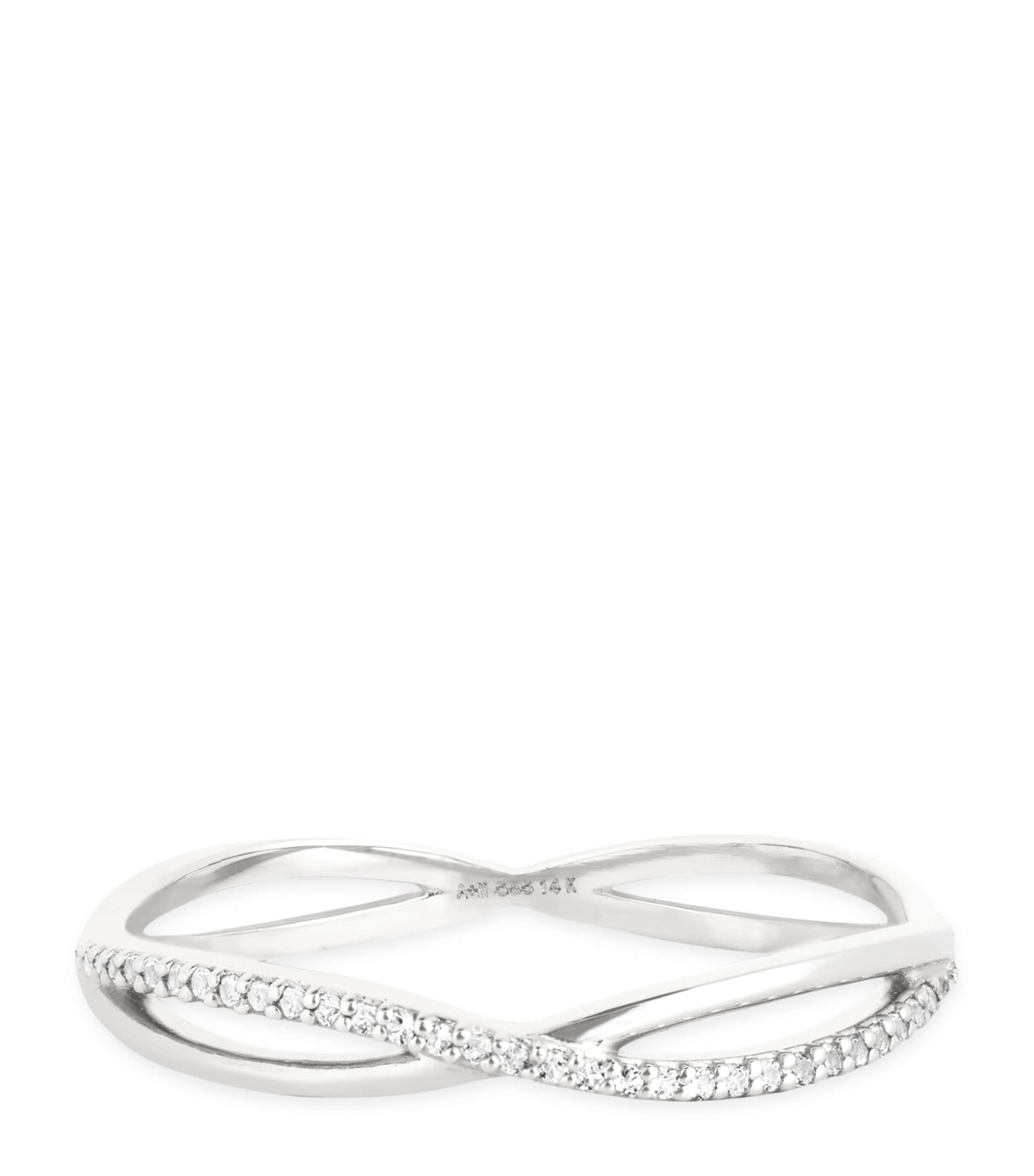 Astrid & Miyu White Gold And Topaz Infinite Pavé Ring In Silver