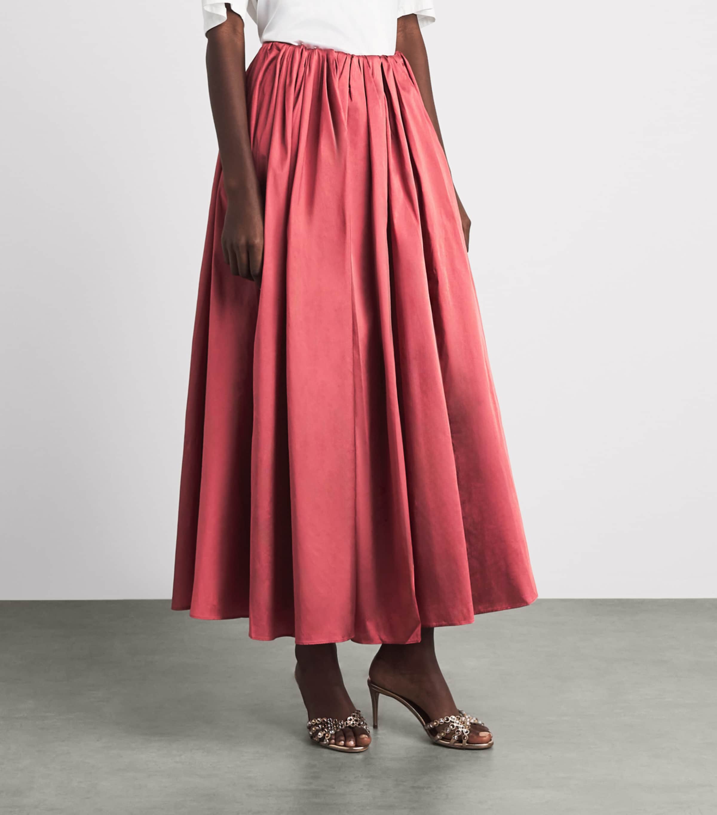Abadia Womens Pleated Bodice Maxi Dress Red Image 4