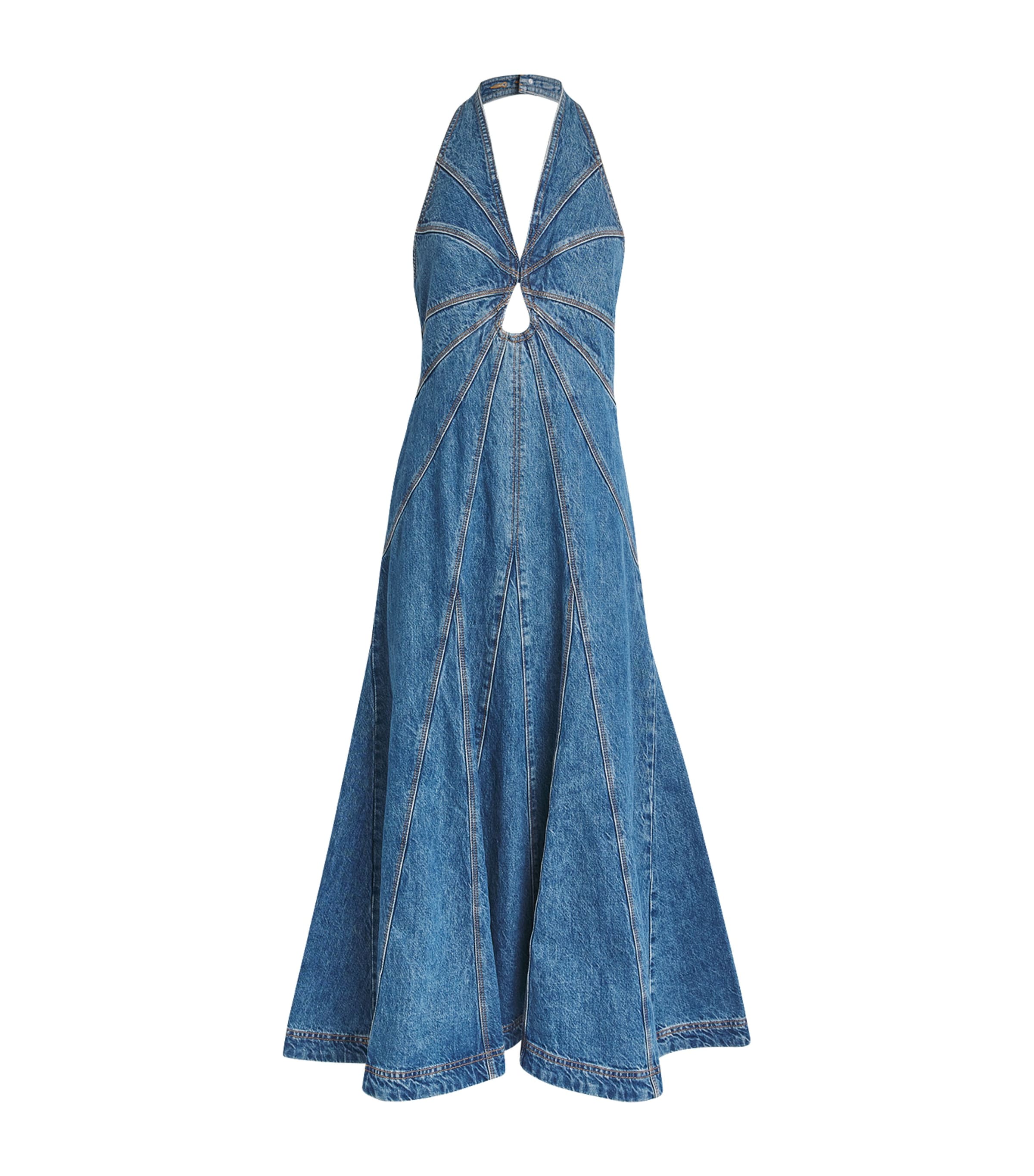 Cult Gaia Rowyn Midi Denim Dress Wsh Blue