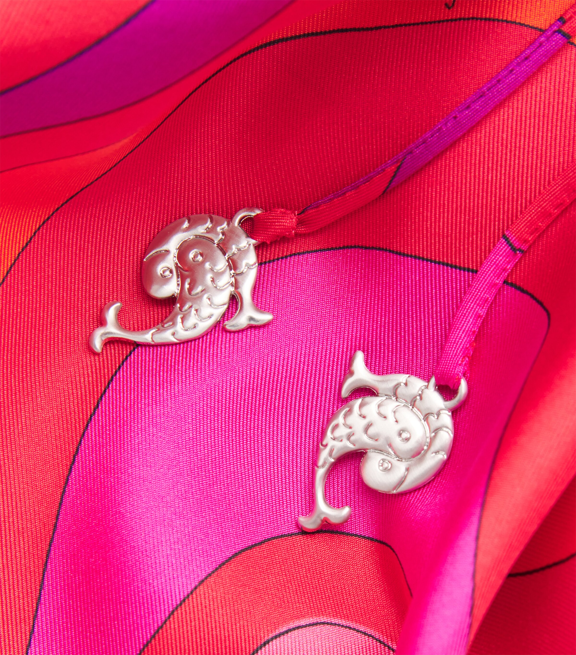 Silk Marmo Print Kaftan 006 CORALLO/FUXIA Image 5