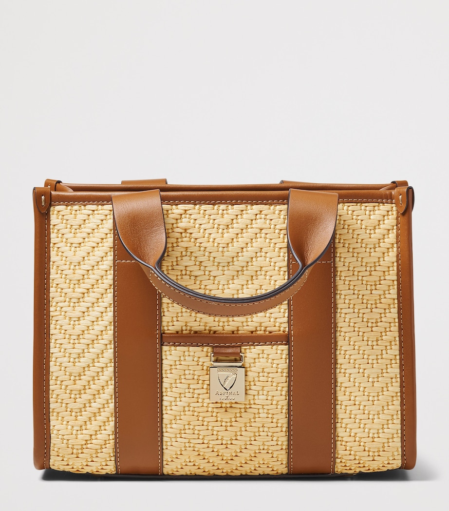 Aspinal Of London Raffia Henley Tote Bag Neutral Image 2