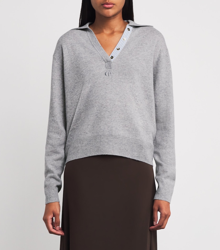 Wool-Cashmere Polo Sweater ANTHRACITE Image 3