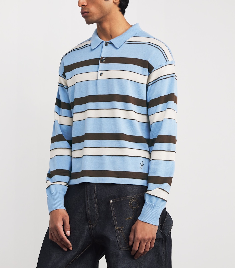 Cotton Rugby Stripe Polo Sweater MISTY BLUE 829 Image 3