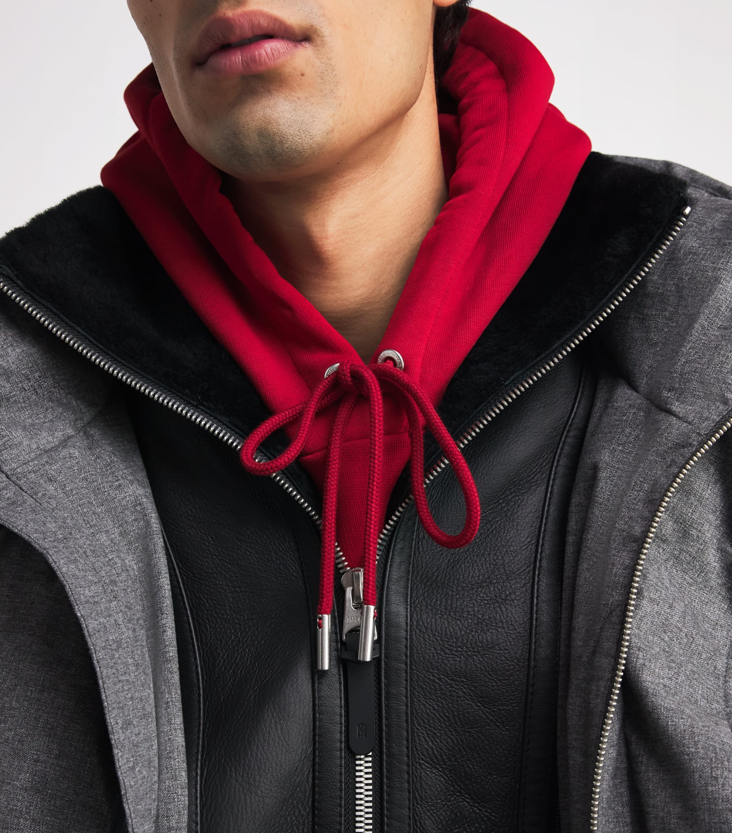 Mackage Mens Down Shearling Hooded Parka Coat Grey Mix Image 3