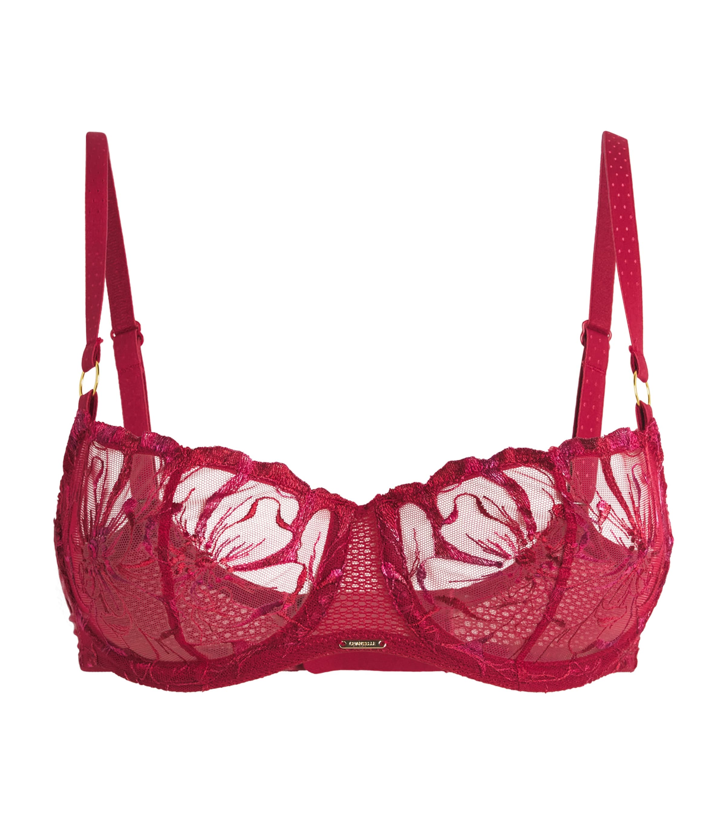 Chantelle Womens Candy Apple Fleurs Lace Balconette Bra In Red