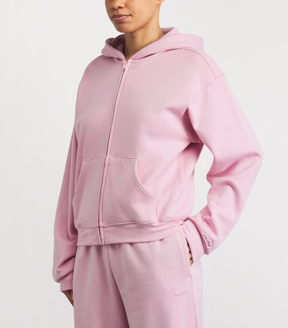 Skims Womens Cotton-Blend Fleece Zip-Up Hoodie Halite Image 4