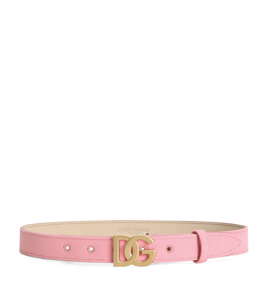 Dolce&Gabbana Kids Canvas Logo Buckle Belt Pink/white Image 1