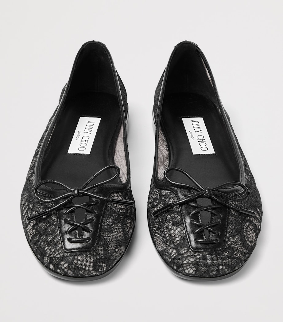Jimmy Choo Womens Scarlett Lace Ballet Flats Black/black Image 4