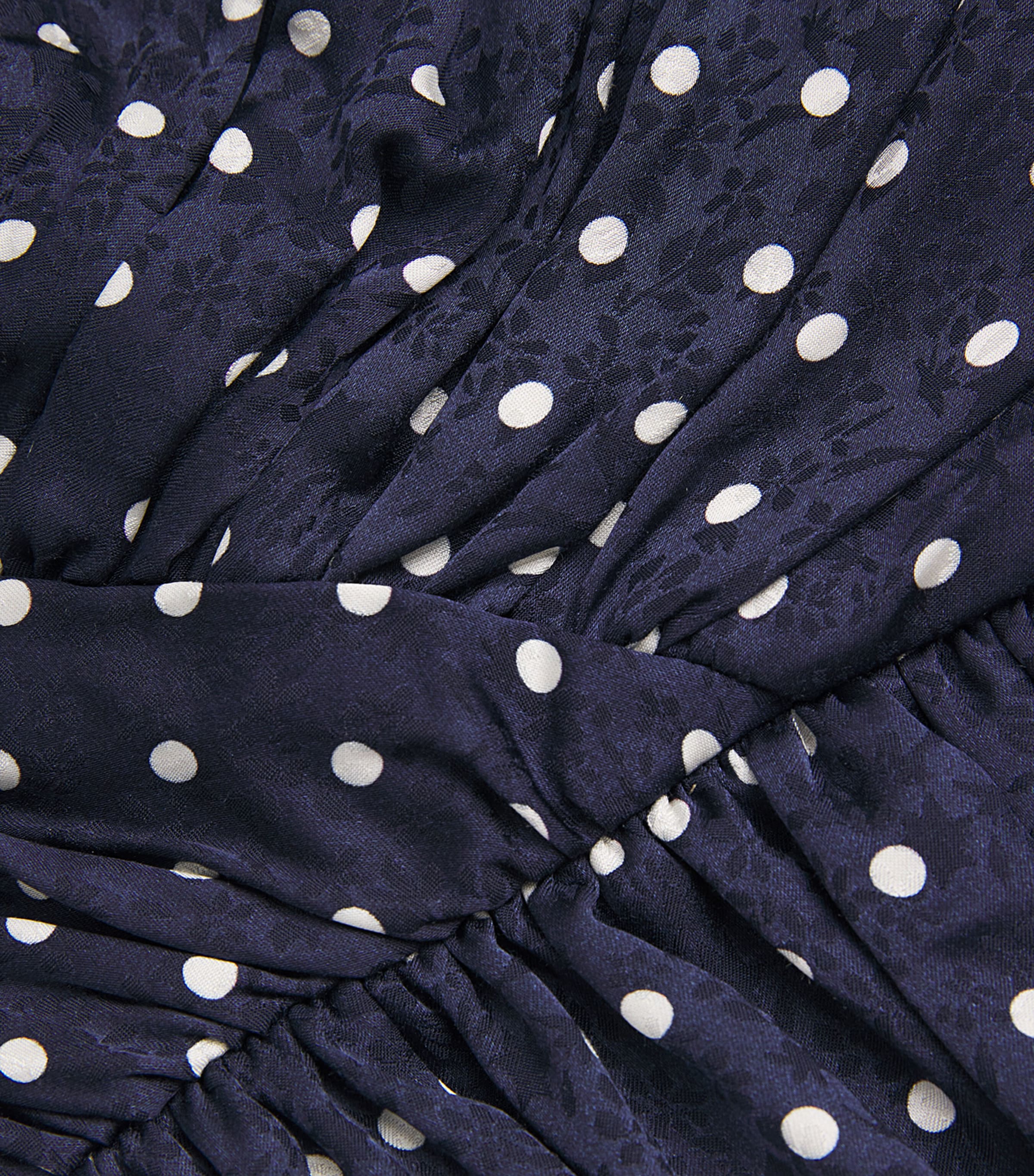 Maje Womens Polka-Dot Ruffled Peplum Top Navy Polka Dot Image 6