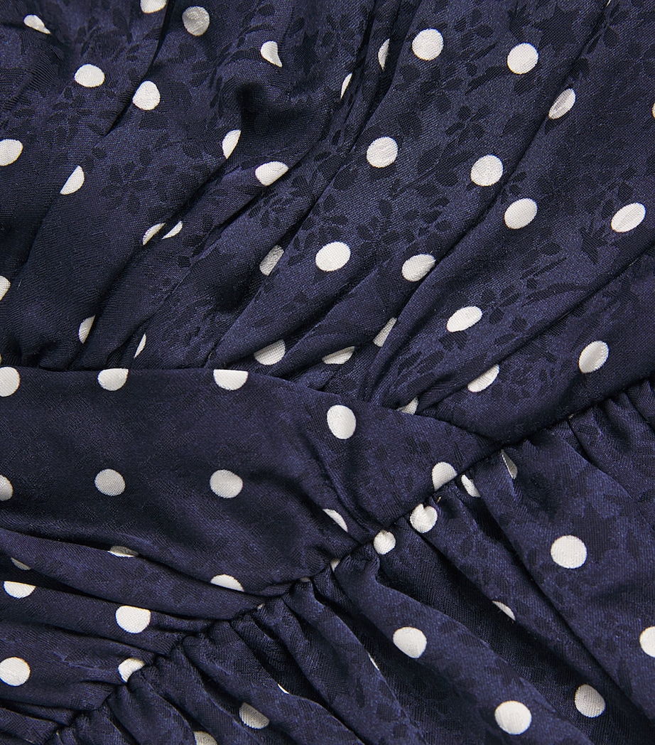 Maje Womens Polka-Dot Ruffled Peplum Top Navy Polka Dot Image 6