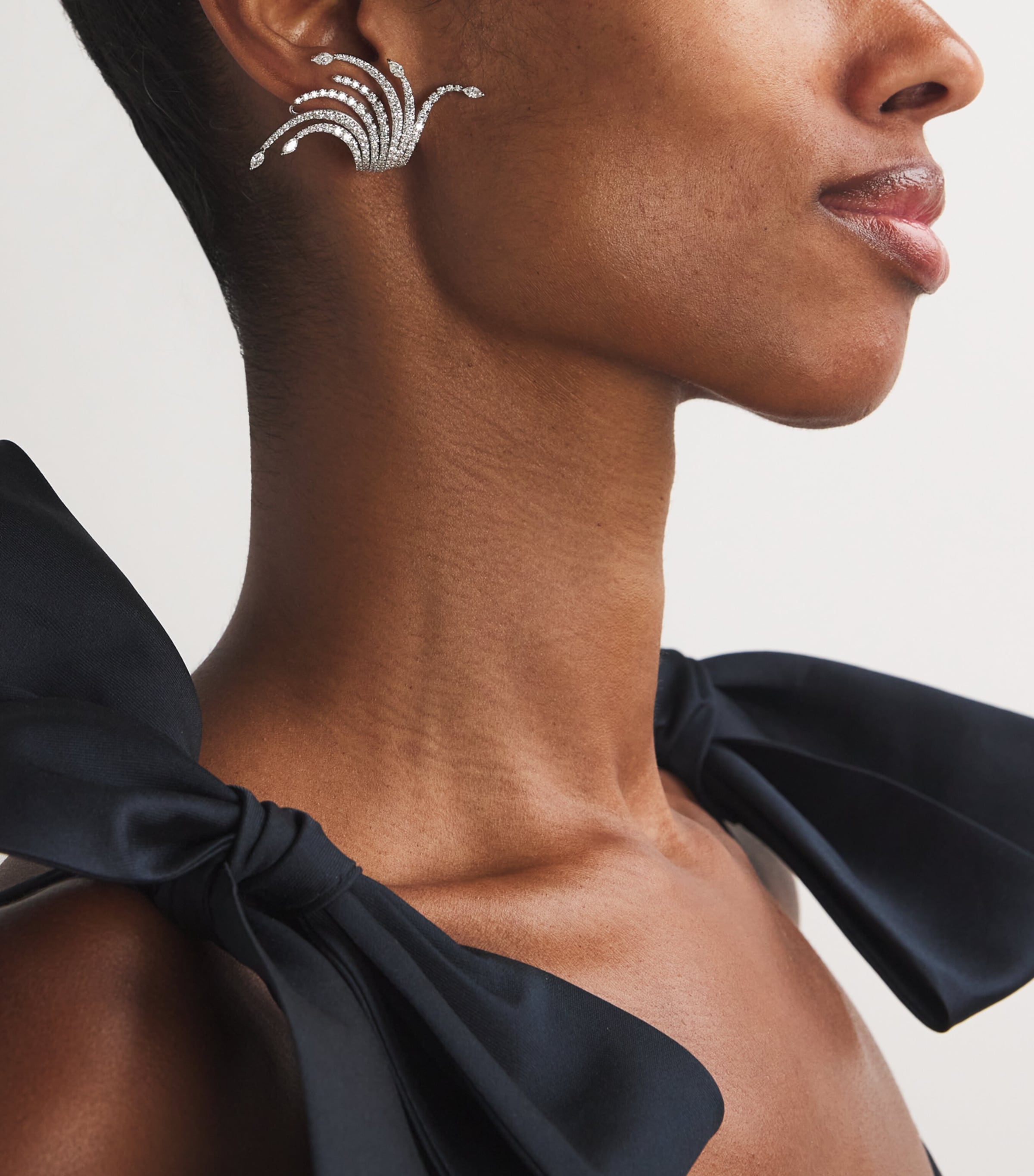 White Gold and Diamond Y-Couture Clip Earrings WHITE GOLD Image 2