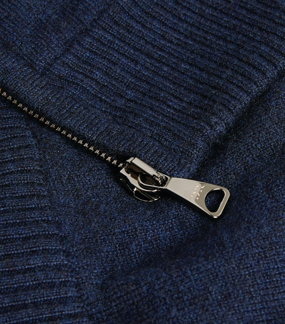 Cashmere Zip-Up Hoodie NAV-BLUE Image 5