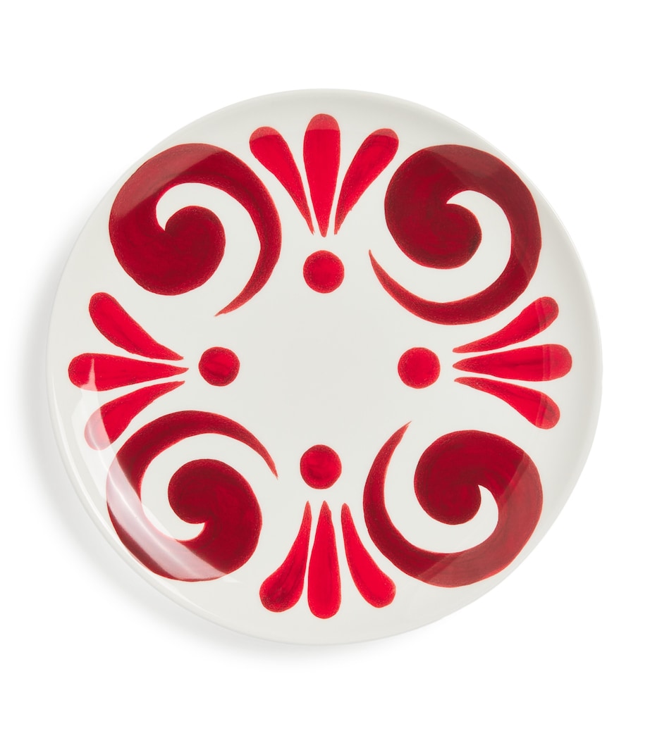 Porcelain Kallos Salad Plate (24cm) DEEP RED ON WHITE Image 1