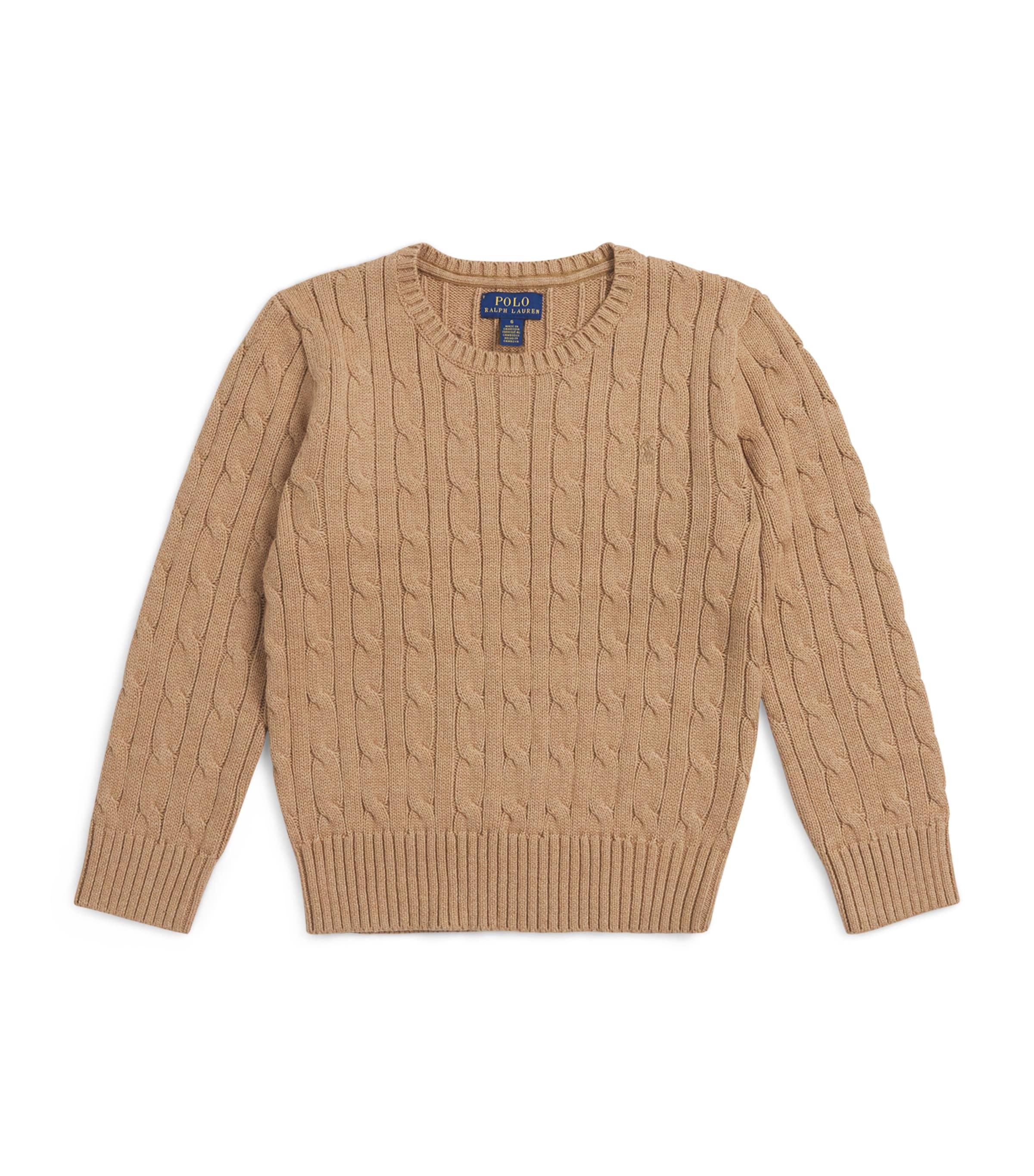 Ralph Lauren Kids Cotton Cable-Knit Sweater (2-7 Years) Camel Image 1