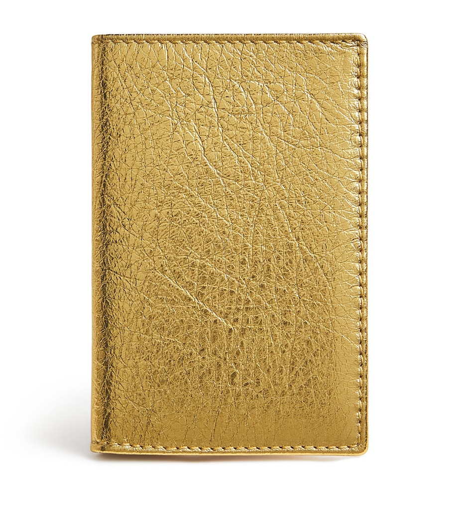 Comme Des Garçons Wallet Leather Bifold Vertical Card Holder Gold Image 1