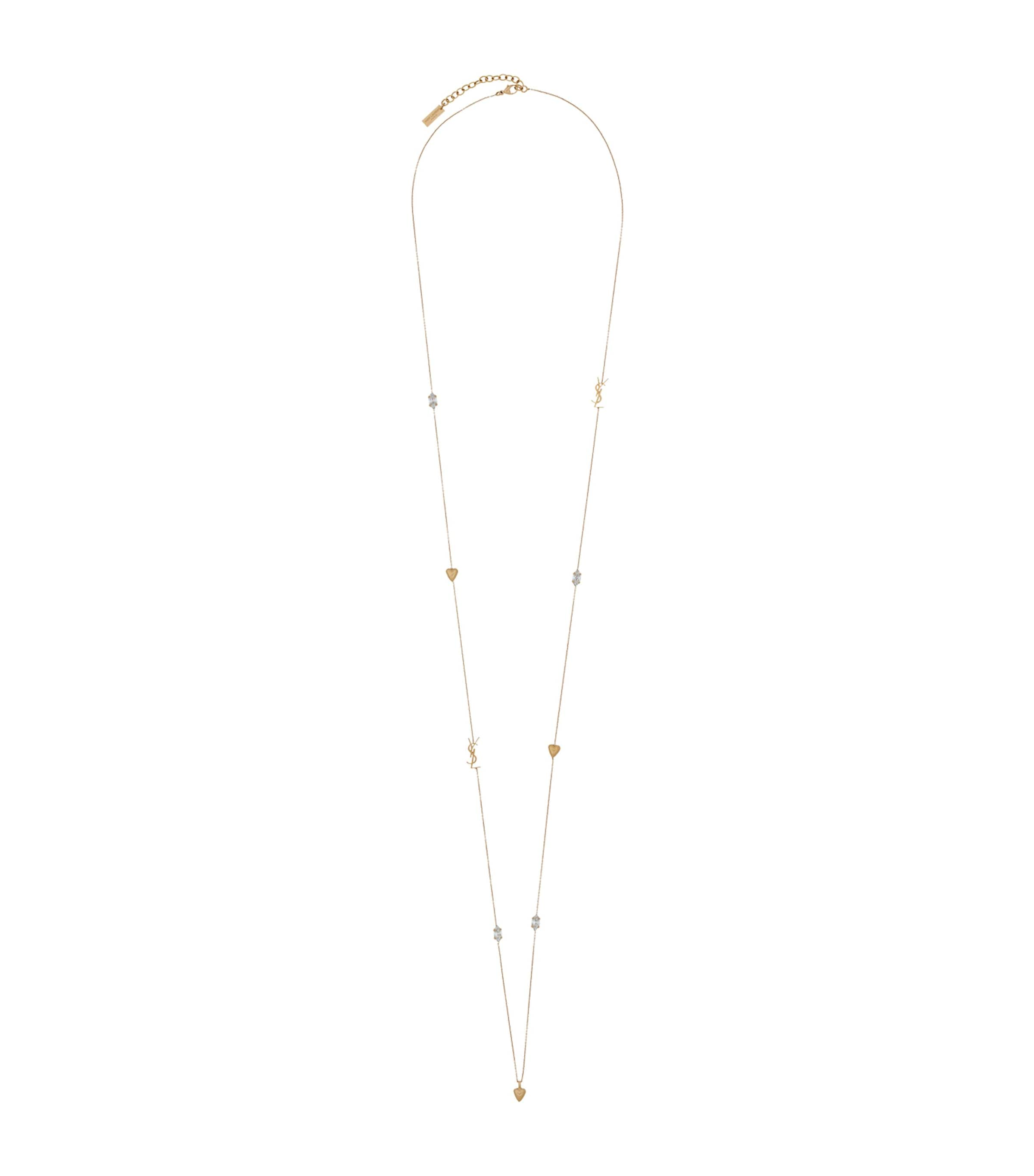 Saint Laurent Heart Pendant Necklace In Gold