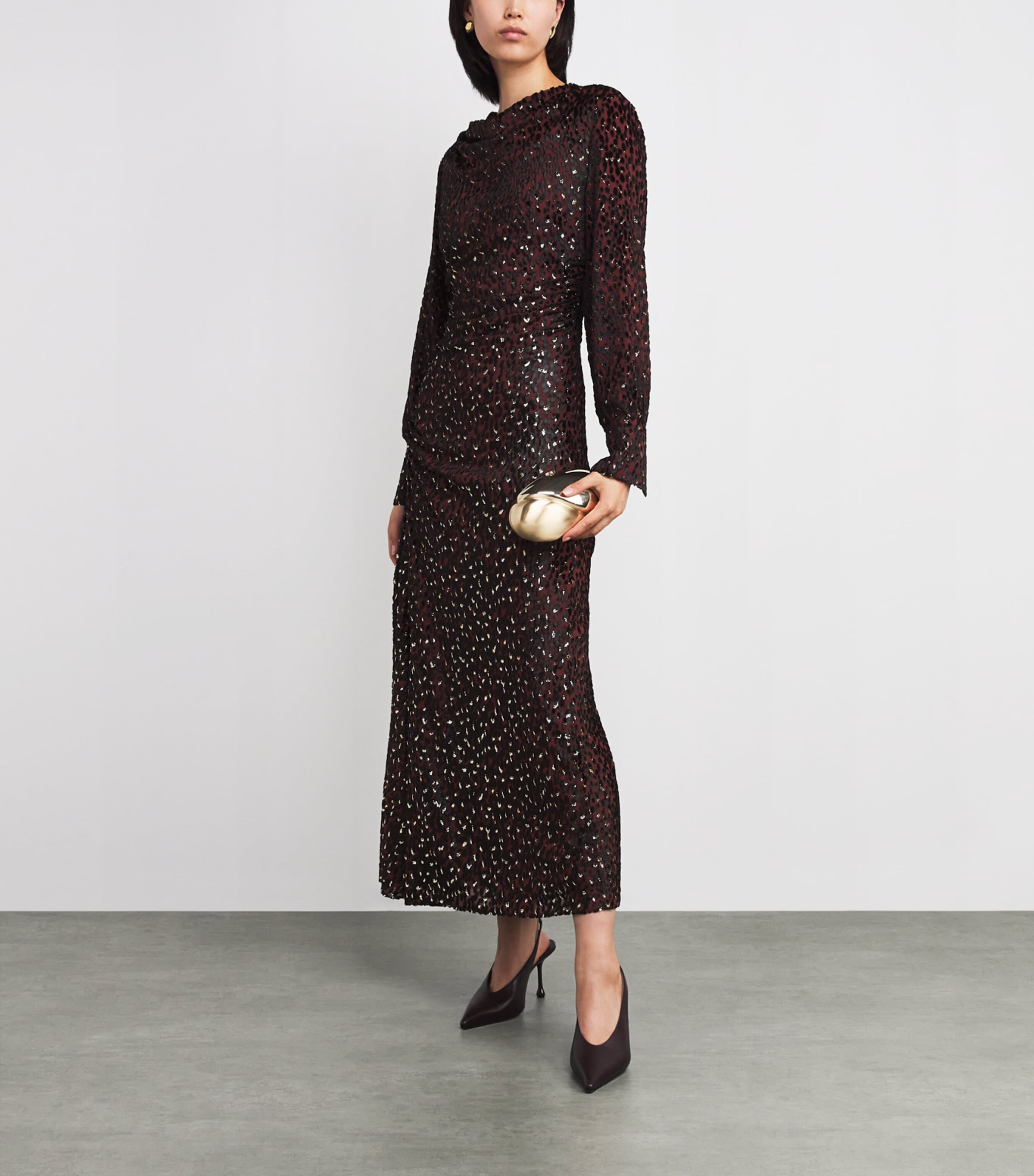 Draped Ashby Maxi Dress OXBLOOD MULTI Image 2