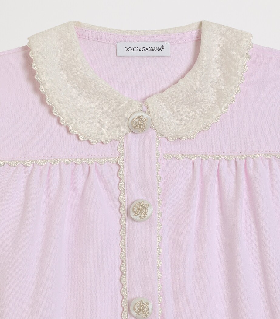 Dolce&Gabbana Kids Cotton Logo All-In-One, Bib and Hat Set (0-24 Months) Very Light Pow Image 5