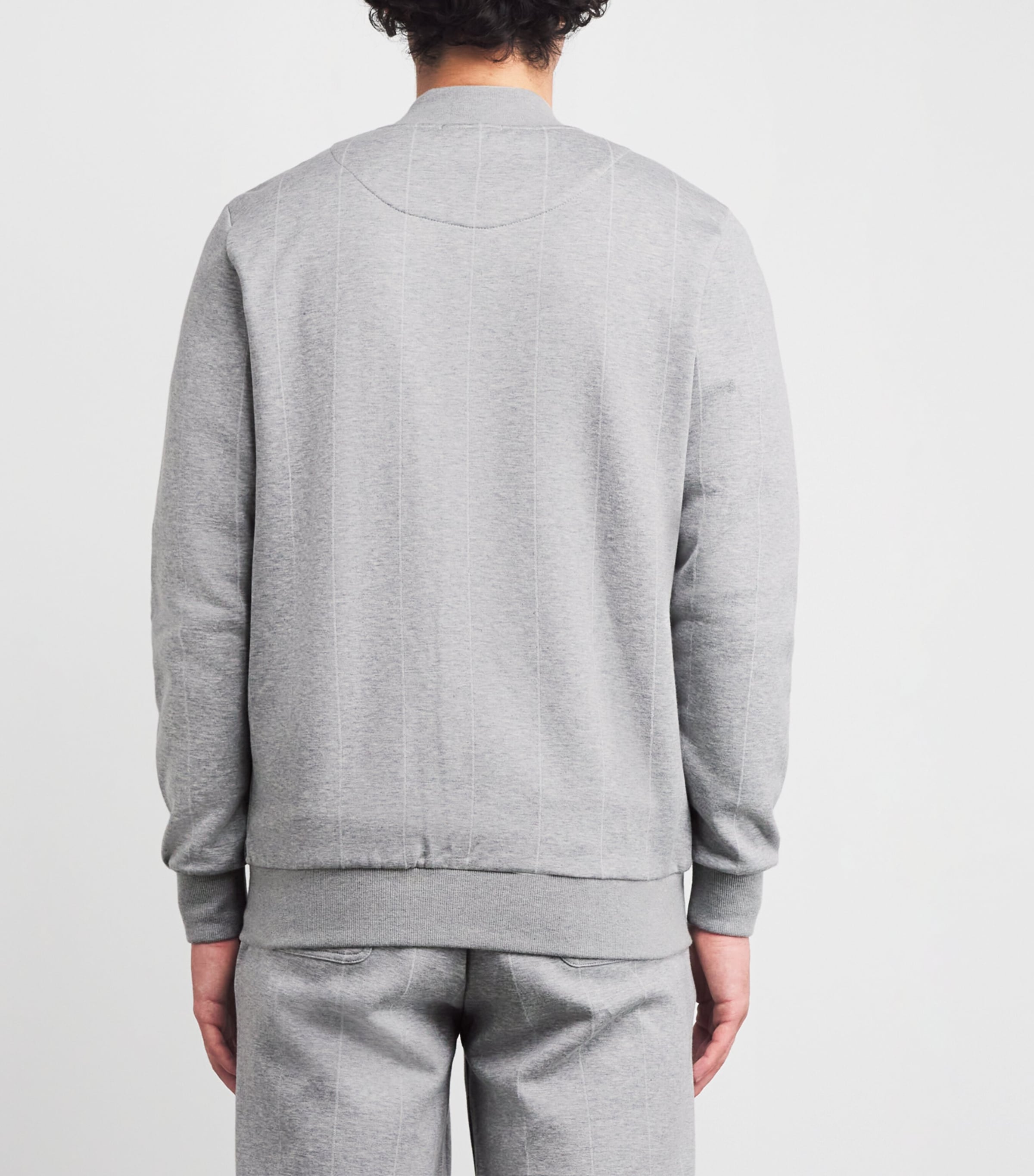 Cotton-Blend Stripe Bomber Jacket GRIGIO CHIARO MELANG Image 4