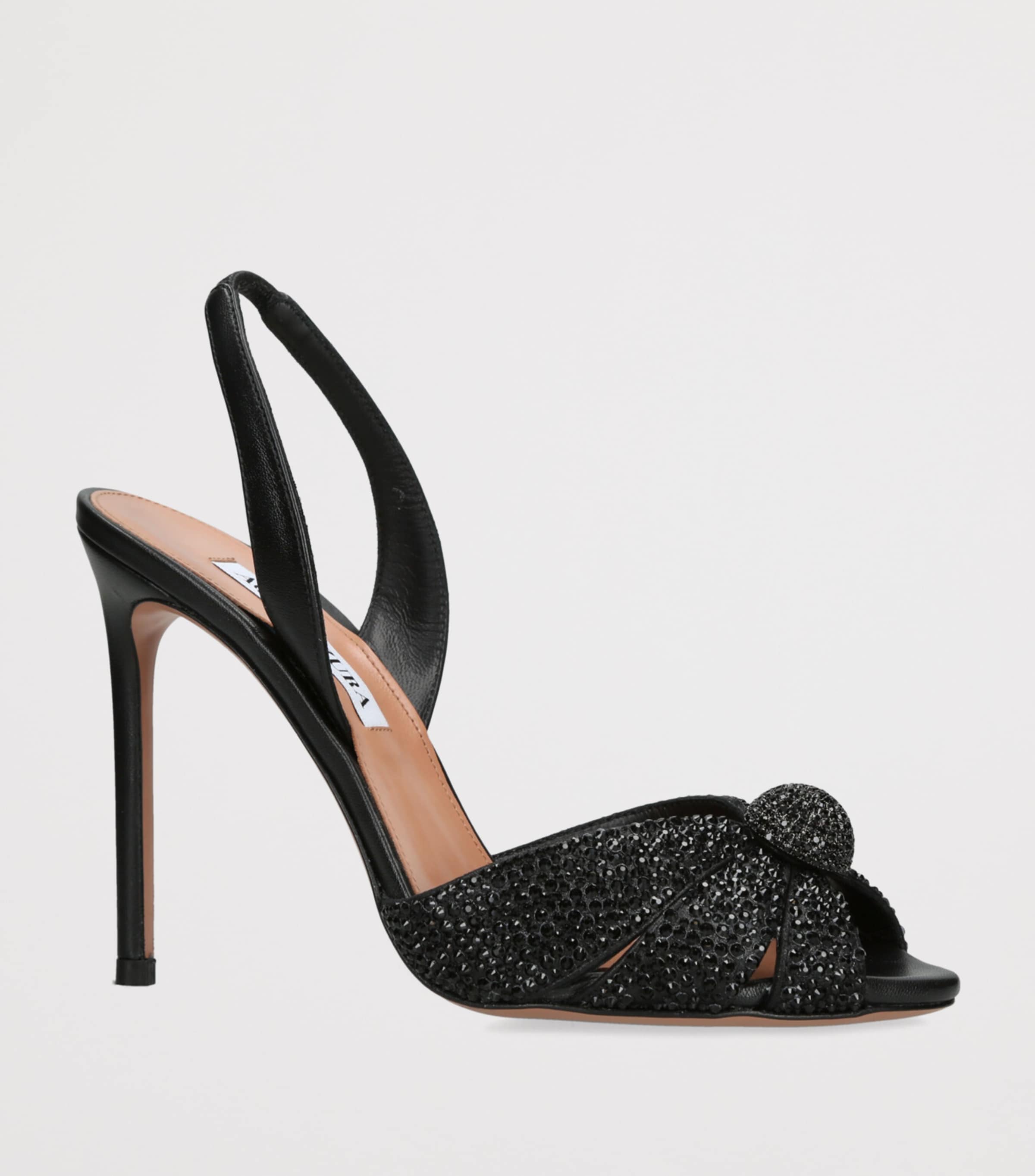 Leather Embellished Italian Flirt Sandals 105 BLACK Image 3