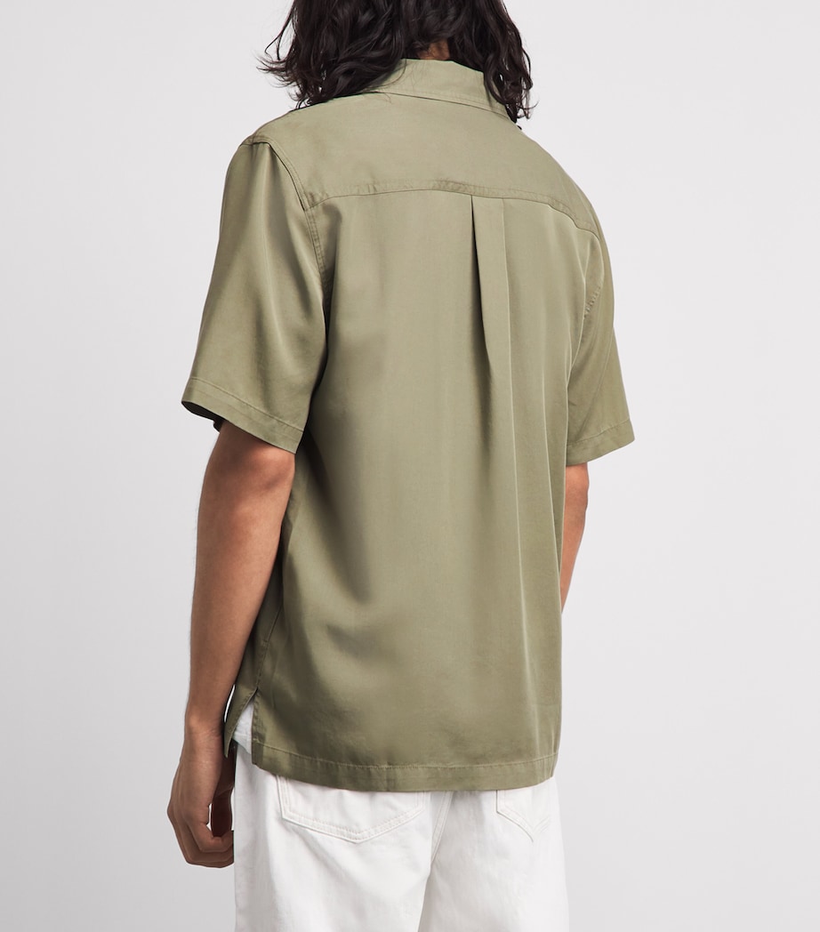 7 For All Mankind Mens Notched-Collar Short-Sleeve Shirt Green Image 5