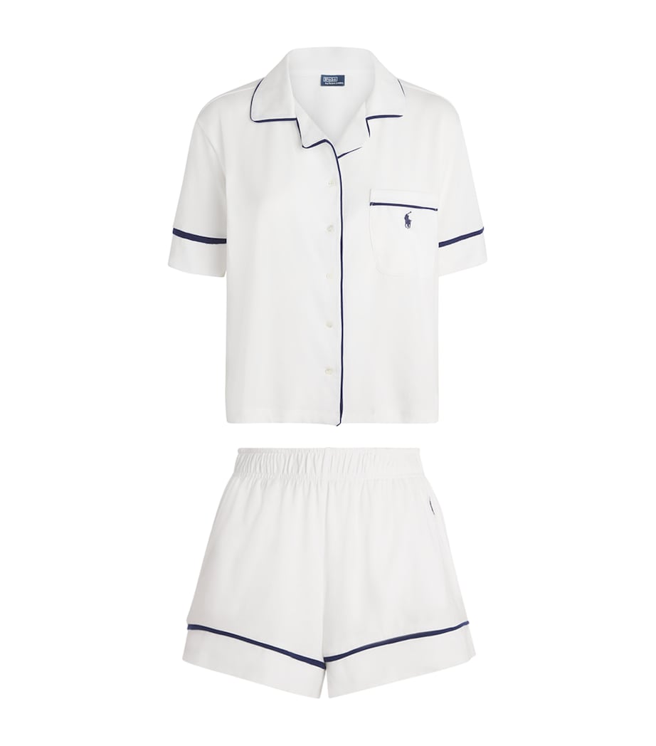 Polo Ralph Lauren Womens Cotton-Blend Short Pyjama Set White Cloud Image 1