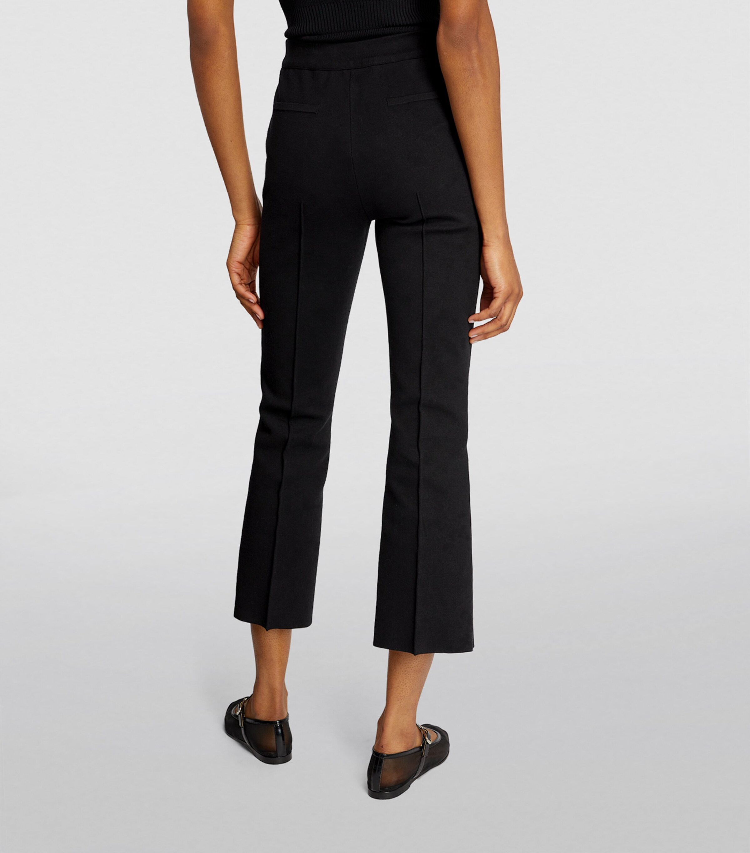 High Sport Womens Cropped Kick Flared Trousers Black Image 4