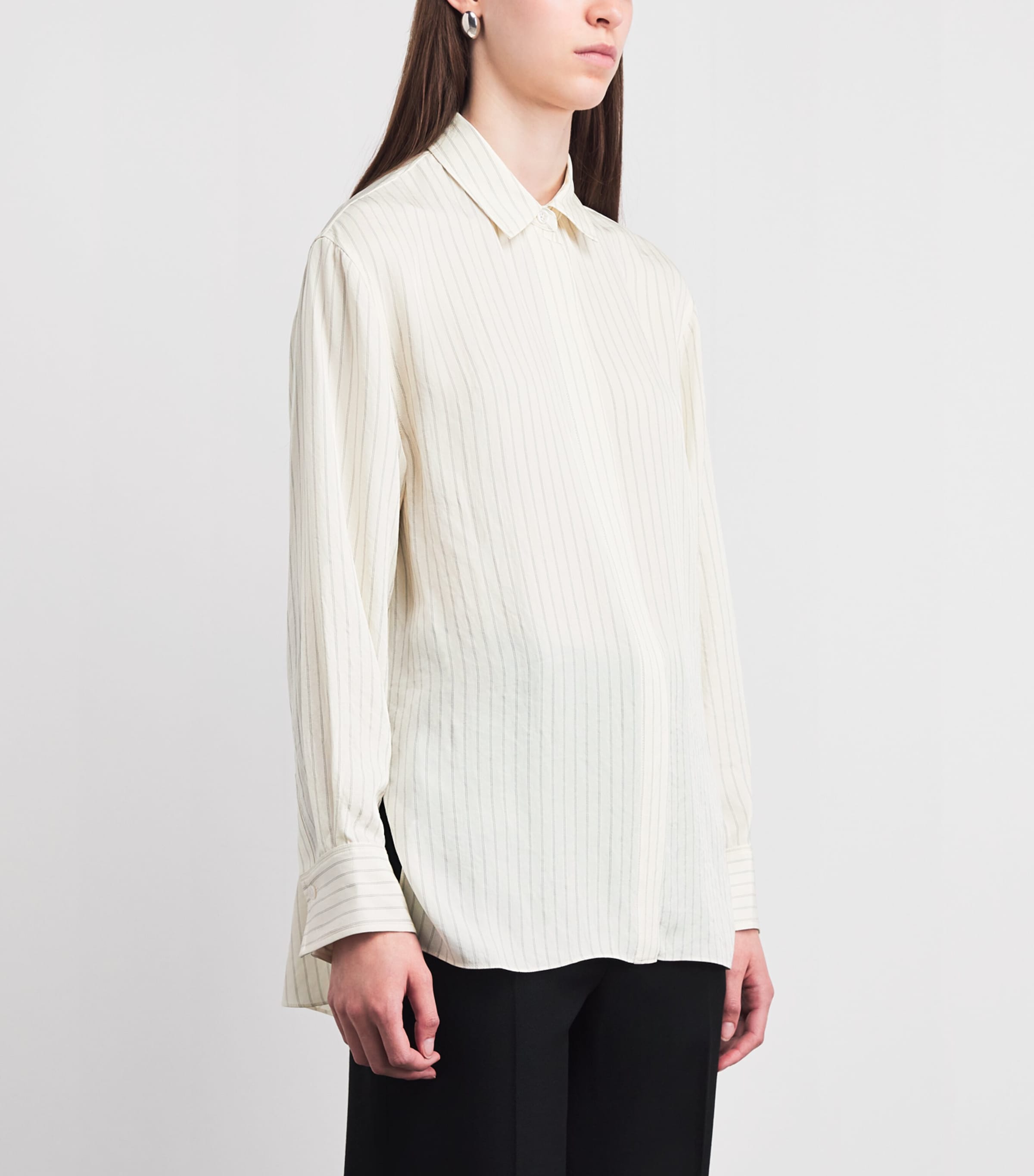 Theory Womens Stripe Shirt Rice Multi Image 4