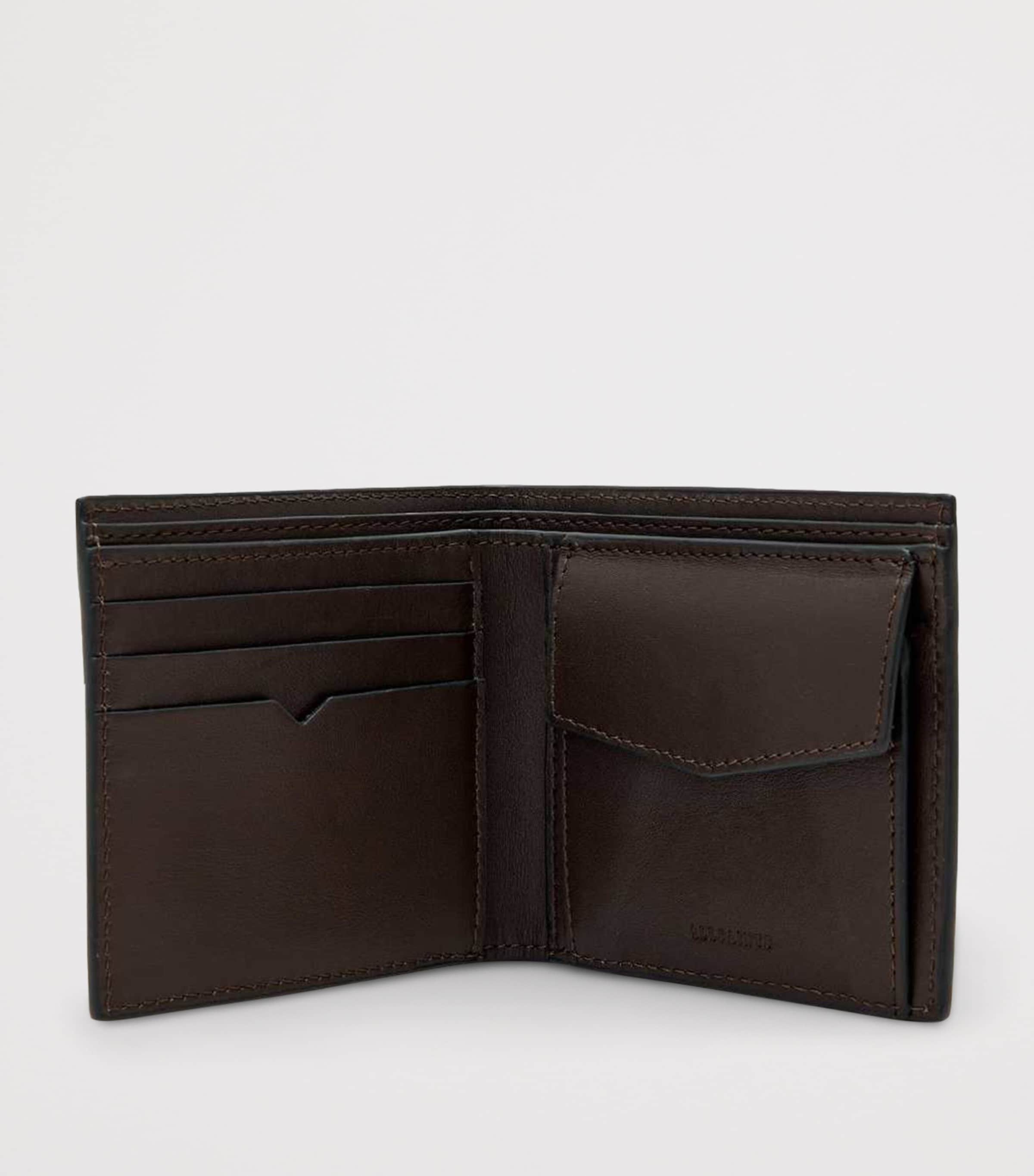 AllSaints Calfskin Delph Bifold Wallet Bitter Brown Image 2