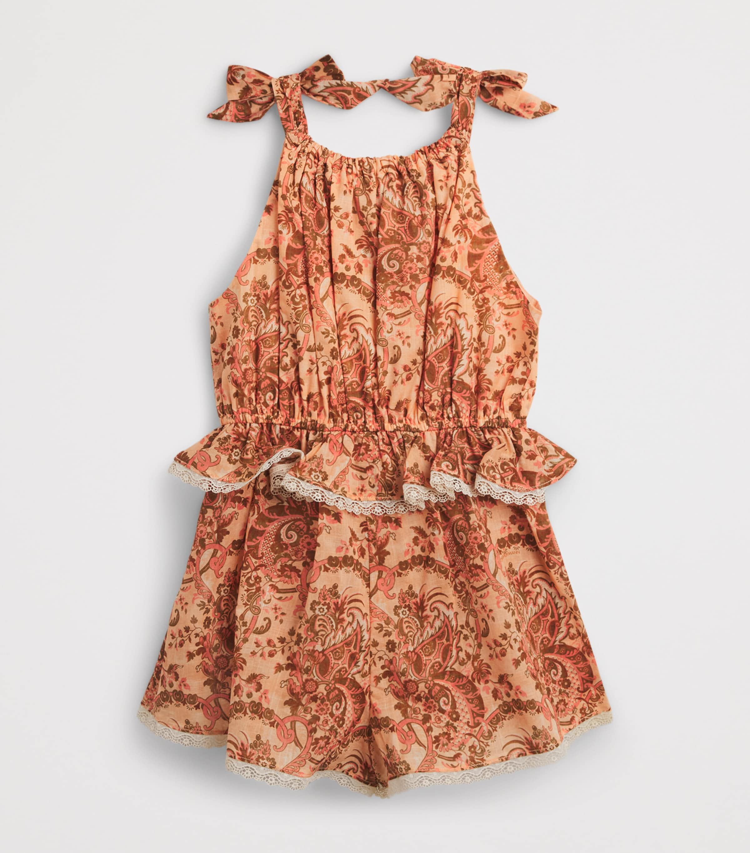 Zimmermann Kids Cotton Printed Aster Playsuit (2-12 Years) Mauve Jacobean Image 2
