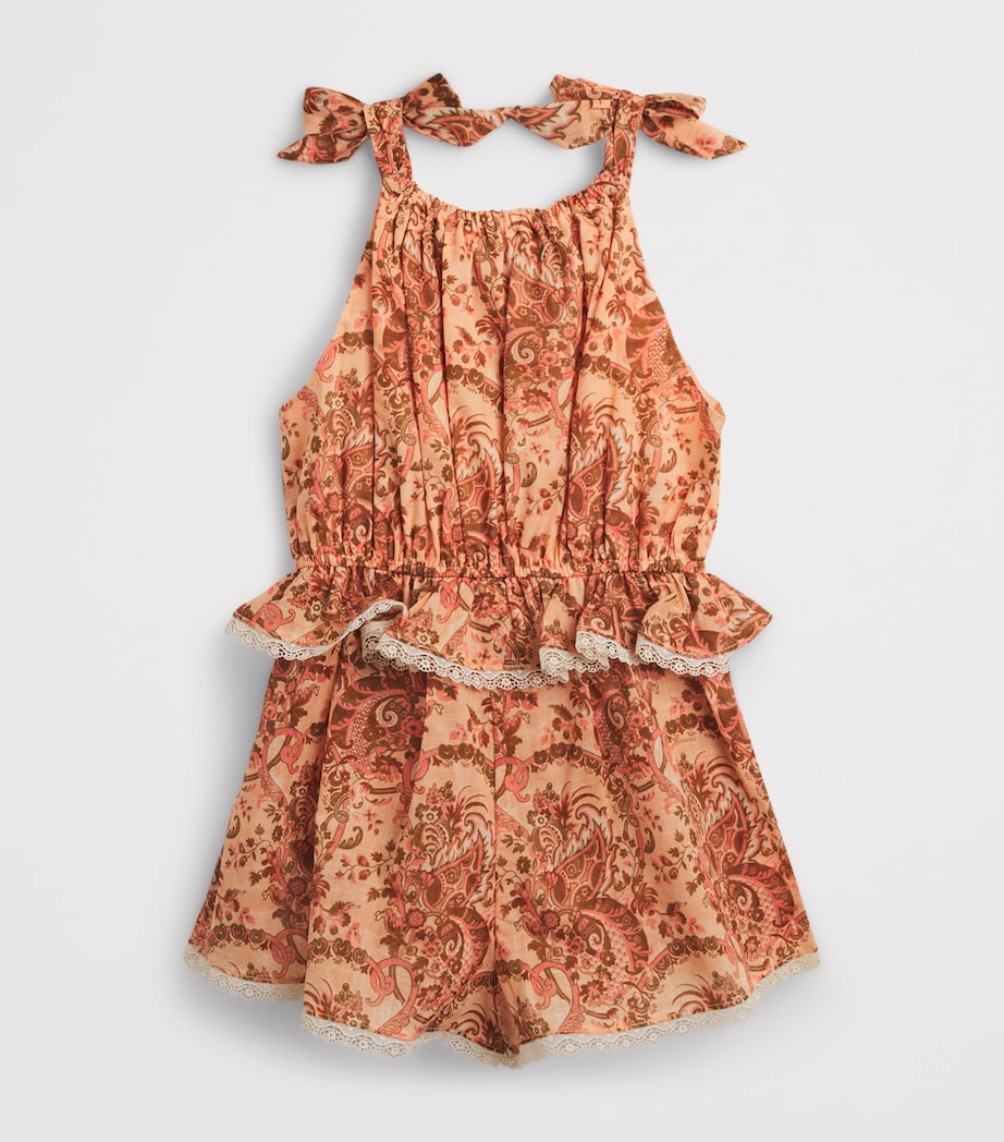 Zimmermann Kids Cotton Printed Aster Playsuit (2-12 Years) Mauve Jacobean Image 2