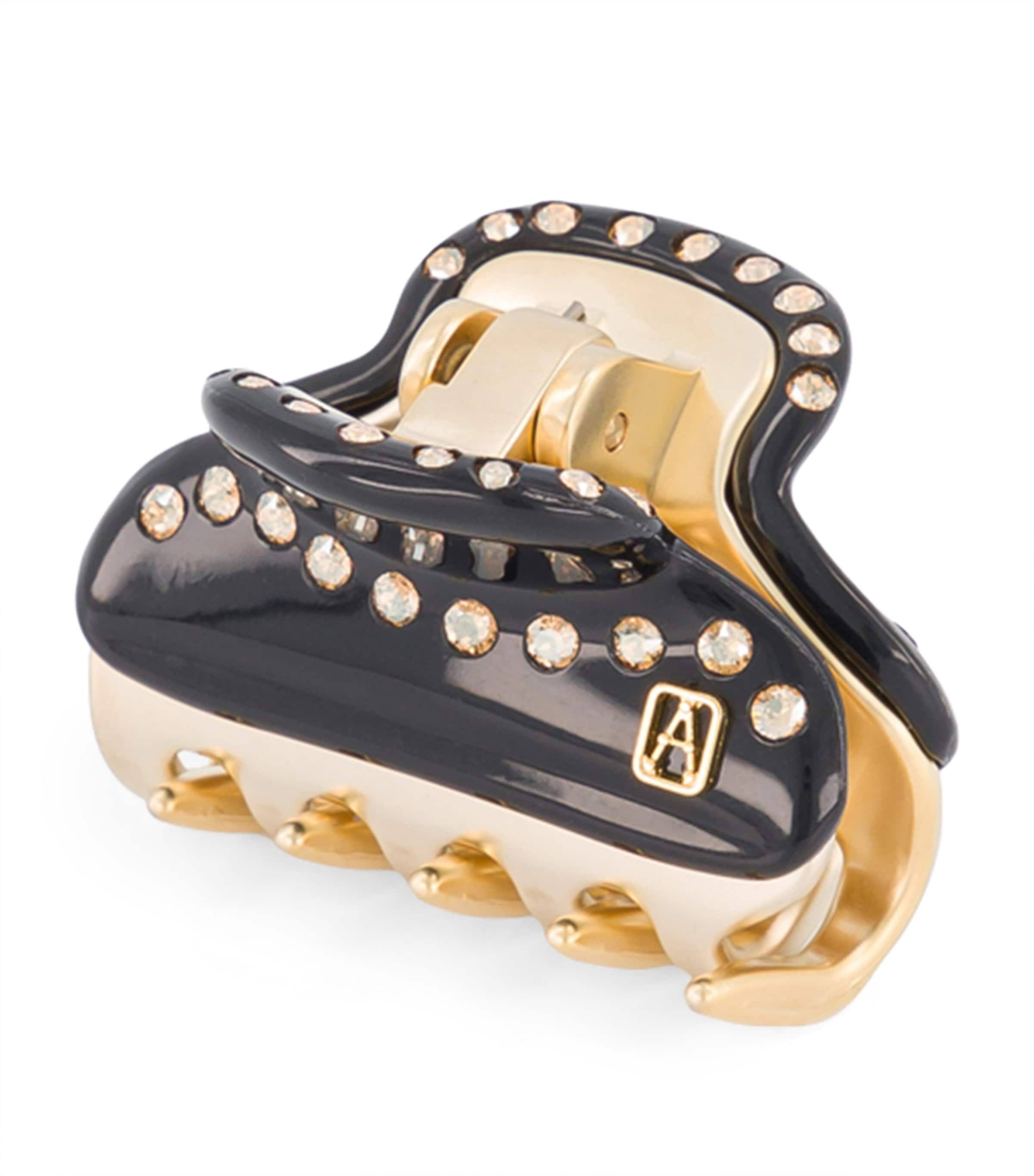 Alexandre de Paris Gold-Plated Crystal-Embellished Claw Hair Clip Noir B/or Image 2