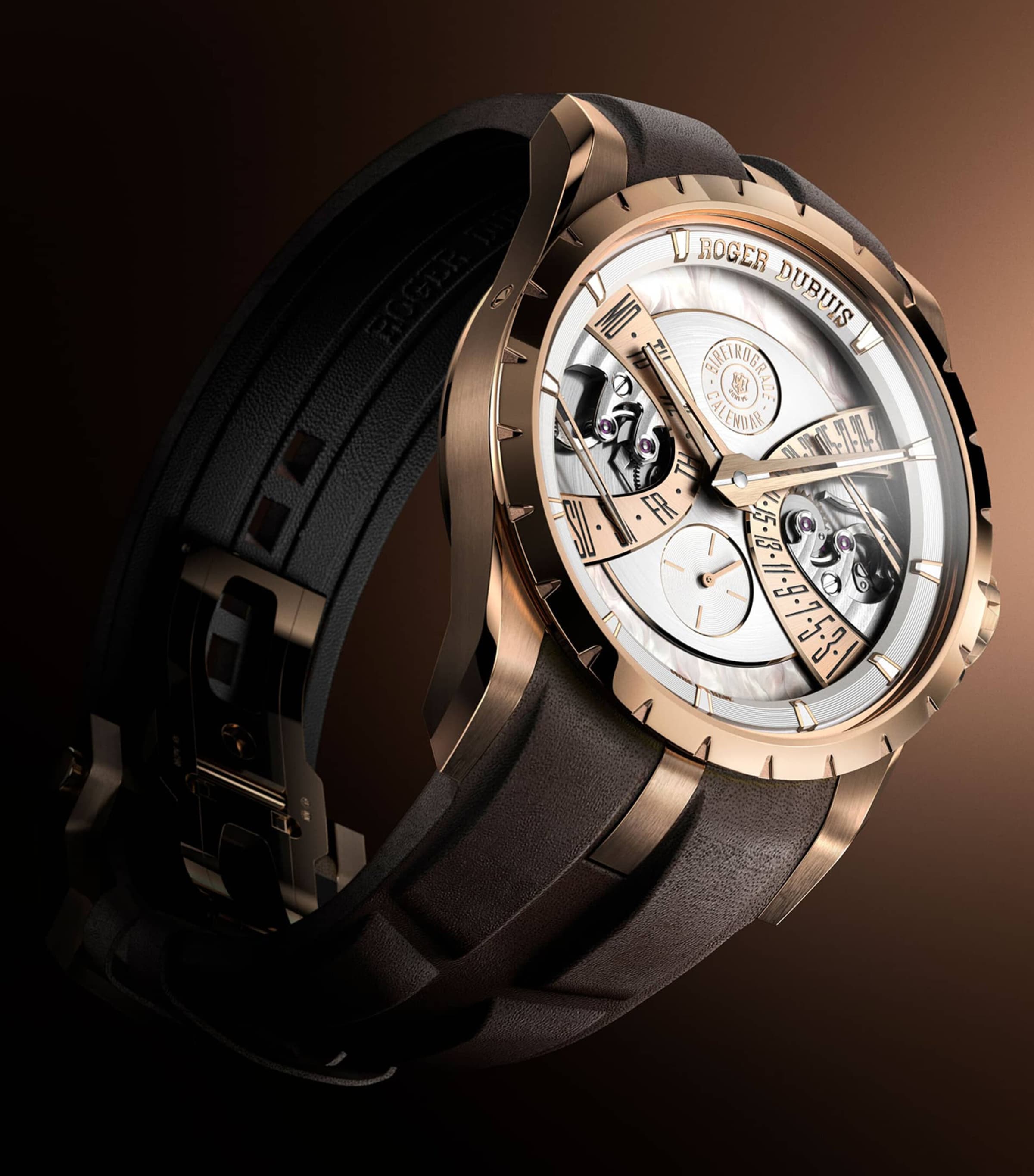 Pink Gold Excalibur Biretrograde Calendar Watch 40mm SILVER Image 5