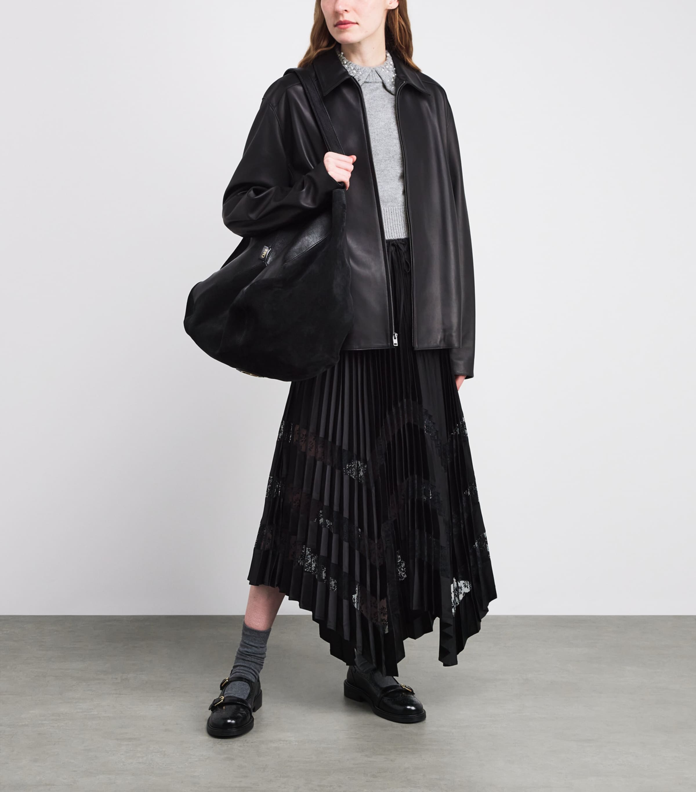 Wool-Cashmere Embellished Sweater MOTTLED GREY Image 2