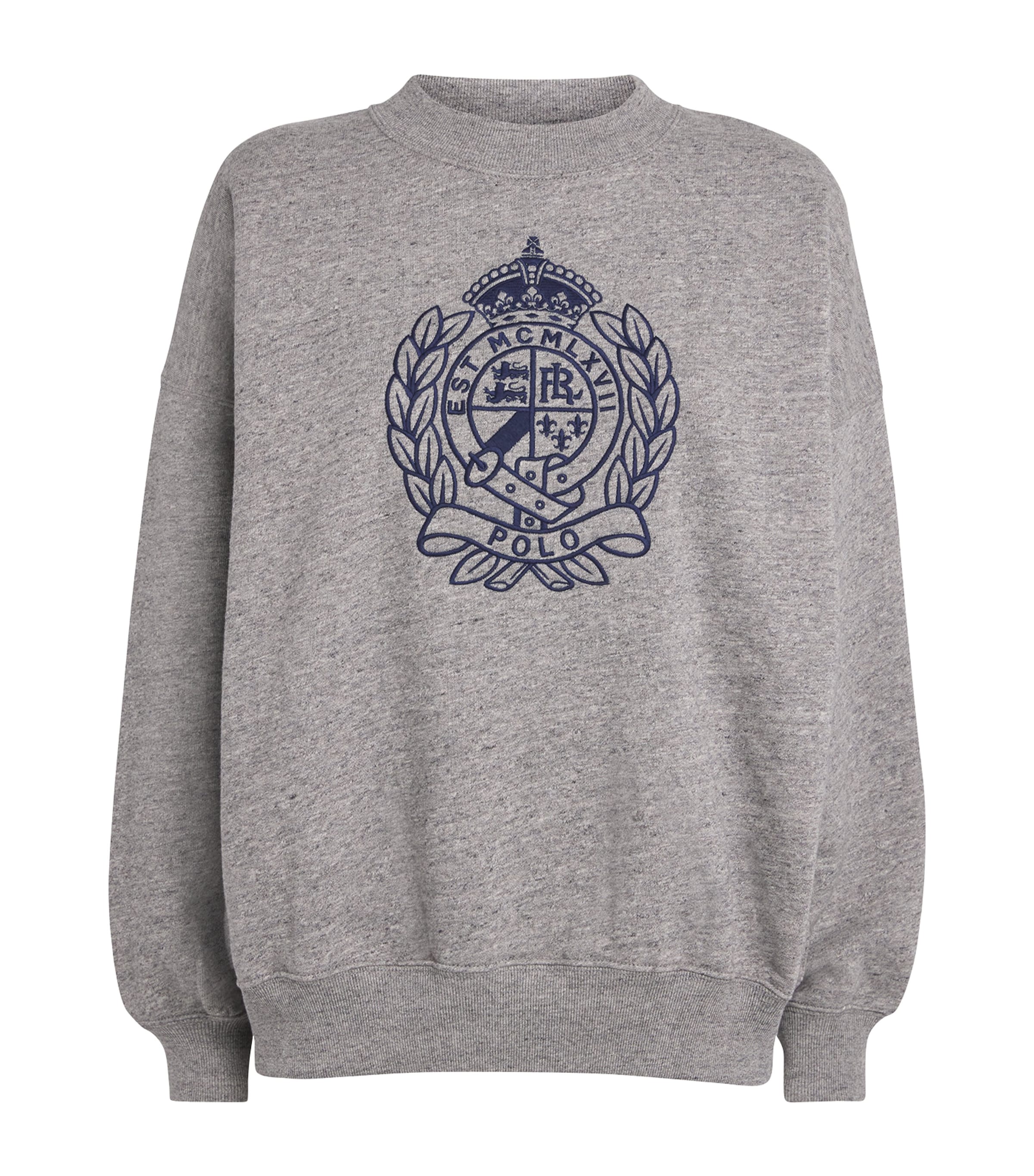 Fleece Crest-Embroidered Sweatshirt DARK VINTAGE HEATHER Image 1