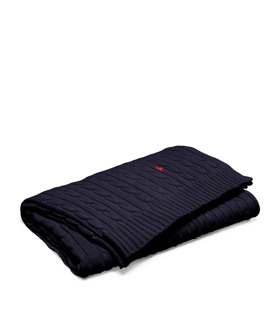 Cable-Knit Throw (140cm x 180cm) NAVY Image 1