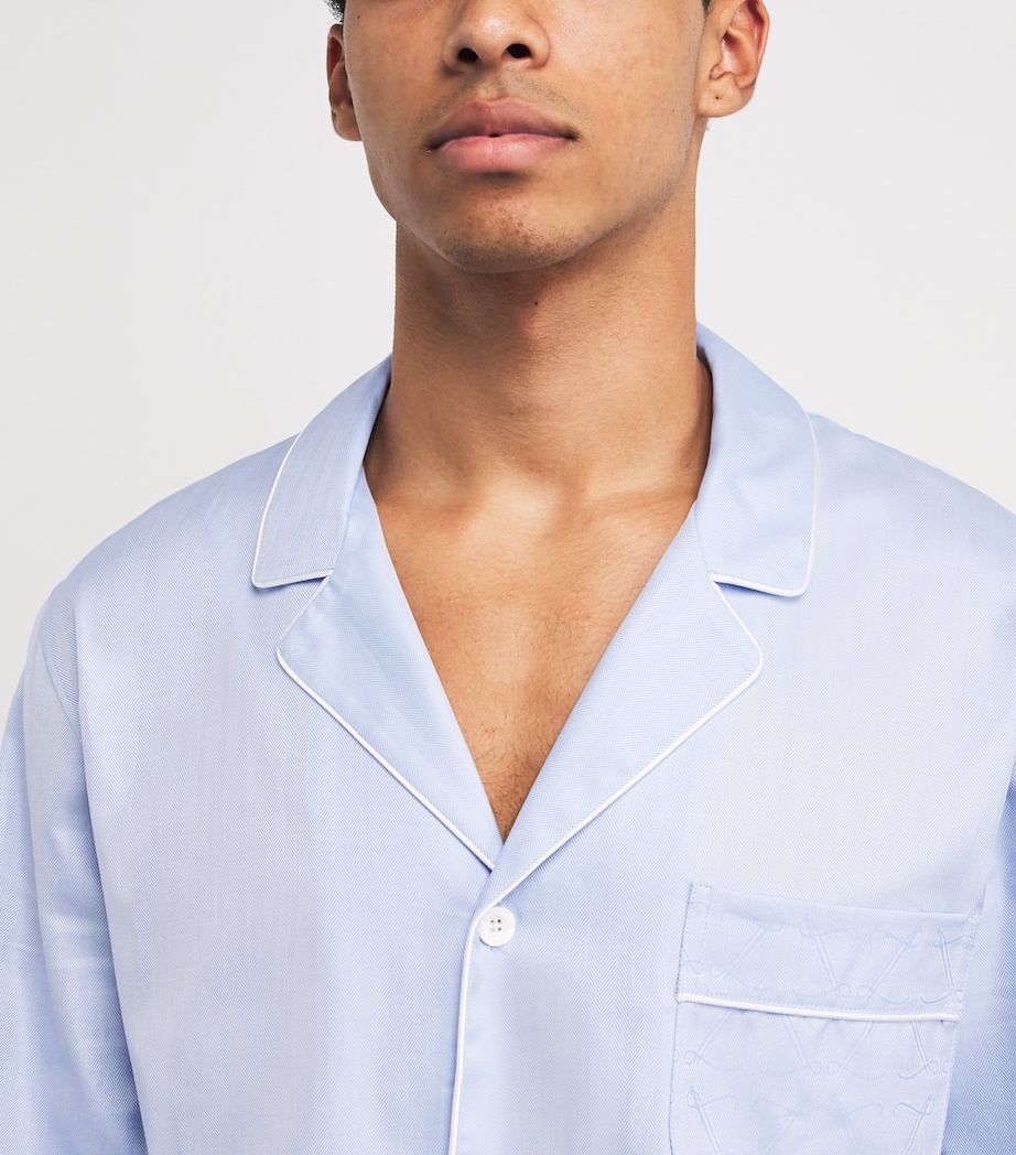 Sea Island Cotton Pyjama Set 526 BLUE Image 4