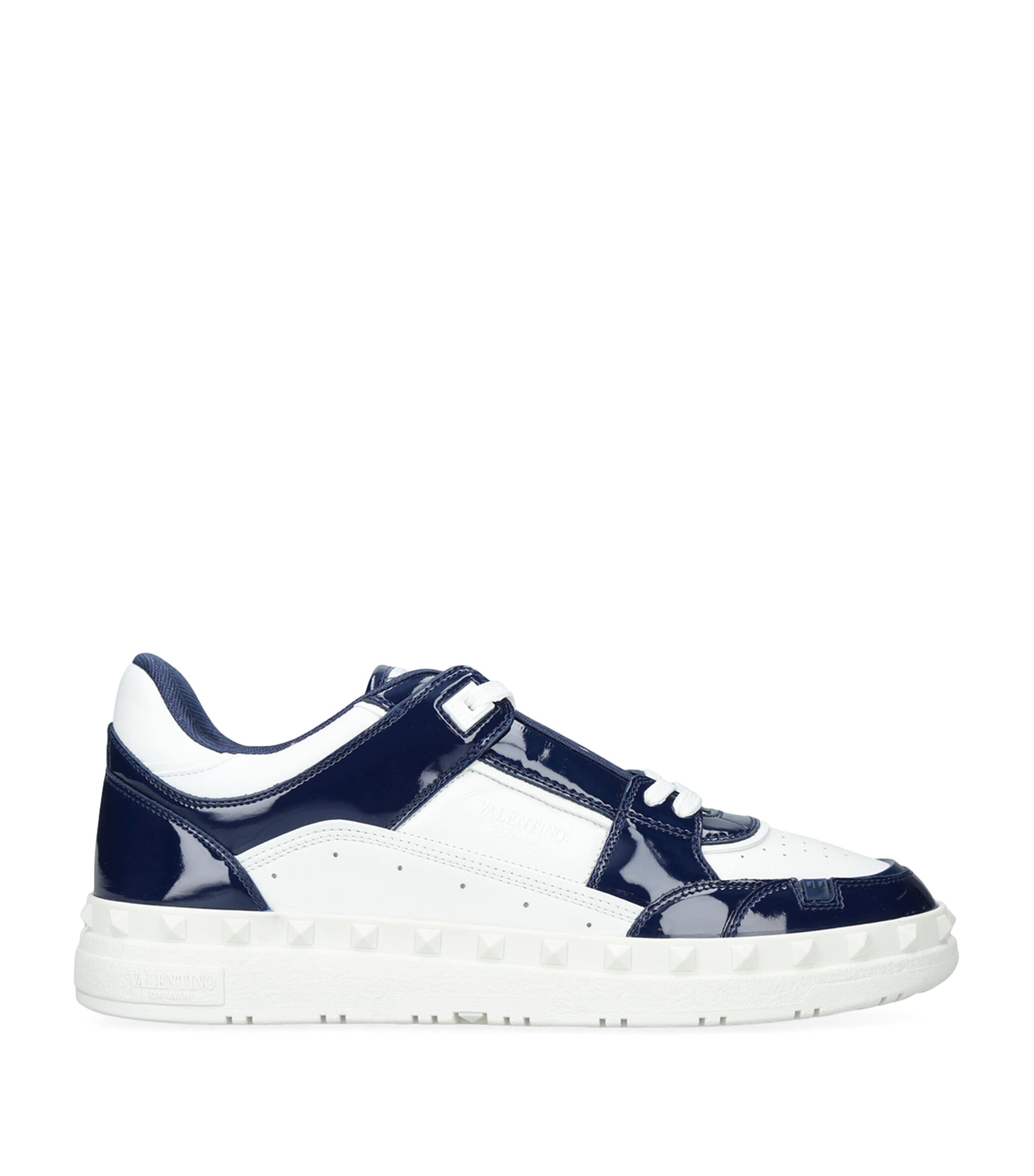 Valentino Garavani Patent Leather Freedots Low-top Sneakers In White