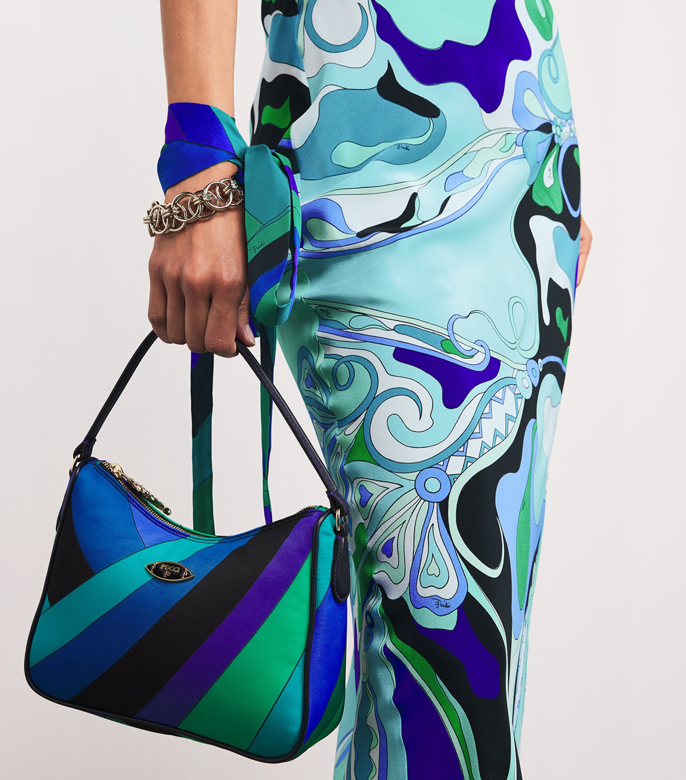 Silk Printed Scarf Necklace N51 ORO PALLADIO Image 4