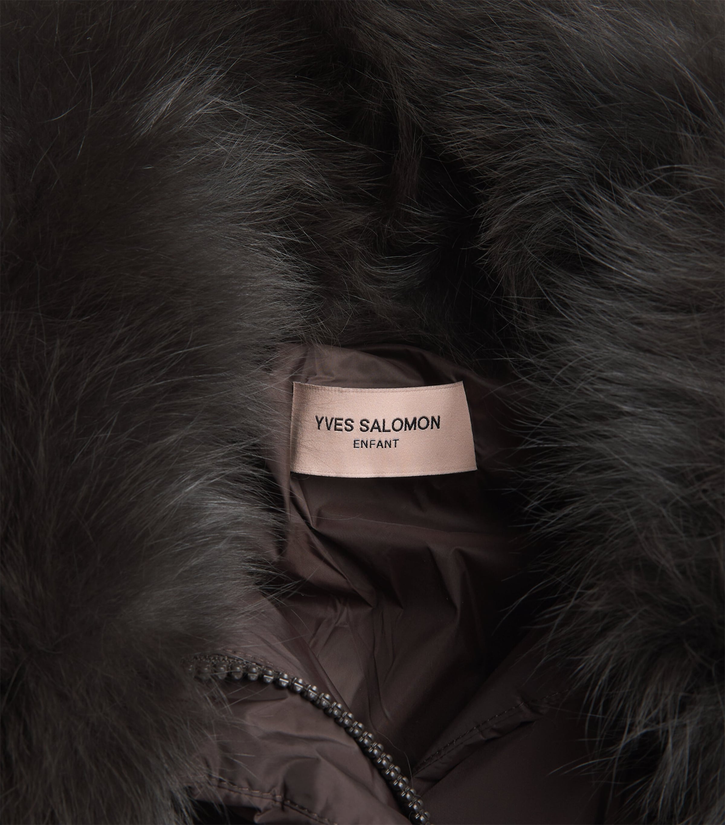 Yves Salomon Enfant Down Fur-Trim Puffer Jacket (6-14 Years) Brew Image 3