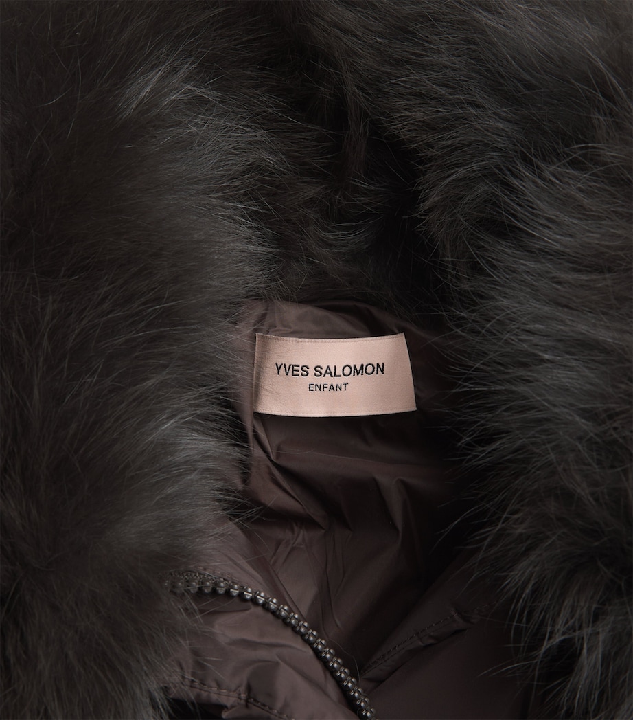 Yves Salomon Enfant Down Fur-Trim Puffer Jacket (6-14 Years) Brew Image 3