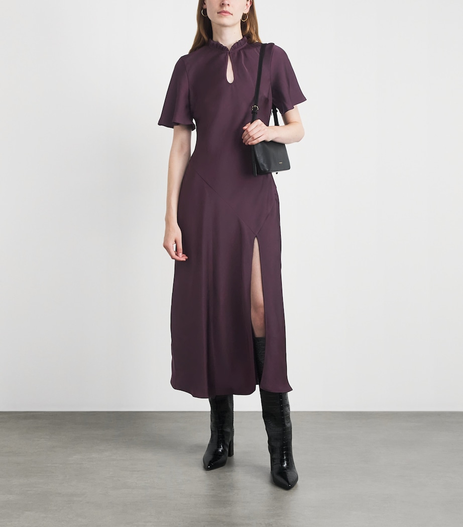 Claudie Pierlot Womens Satin Short-Sleeve Midi Dress Dark Dahlia Image 2