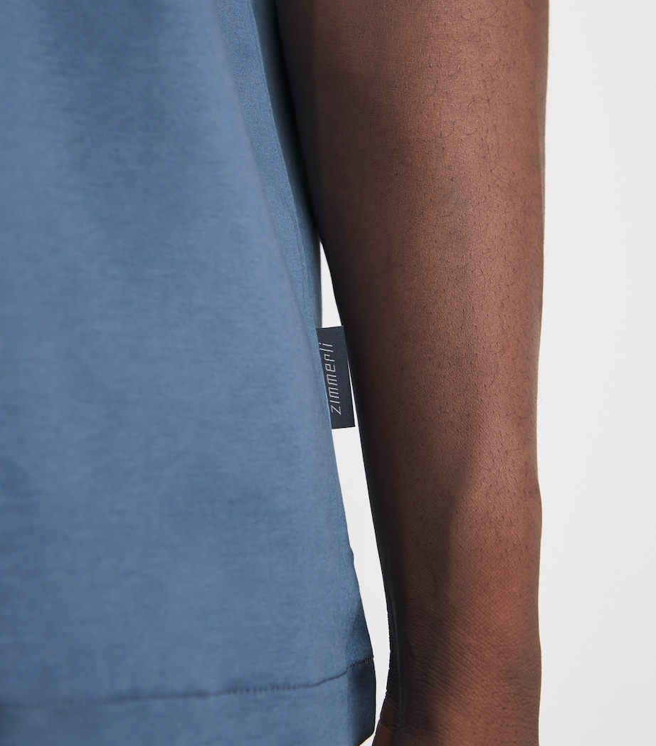 Zimmerli Mens 286 Sea Island T-Shirt Blue Horizon Image 3