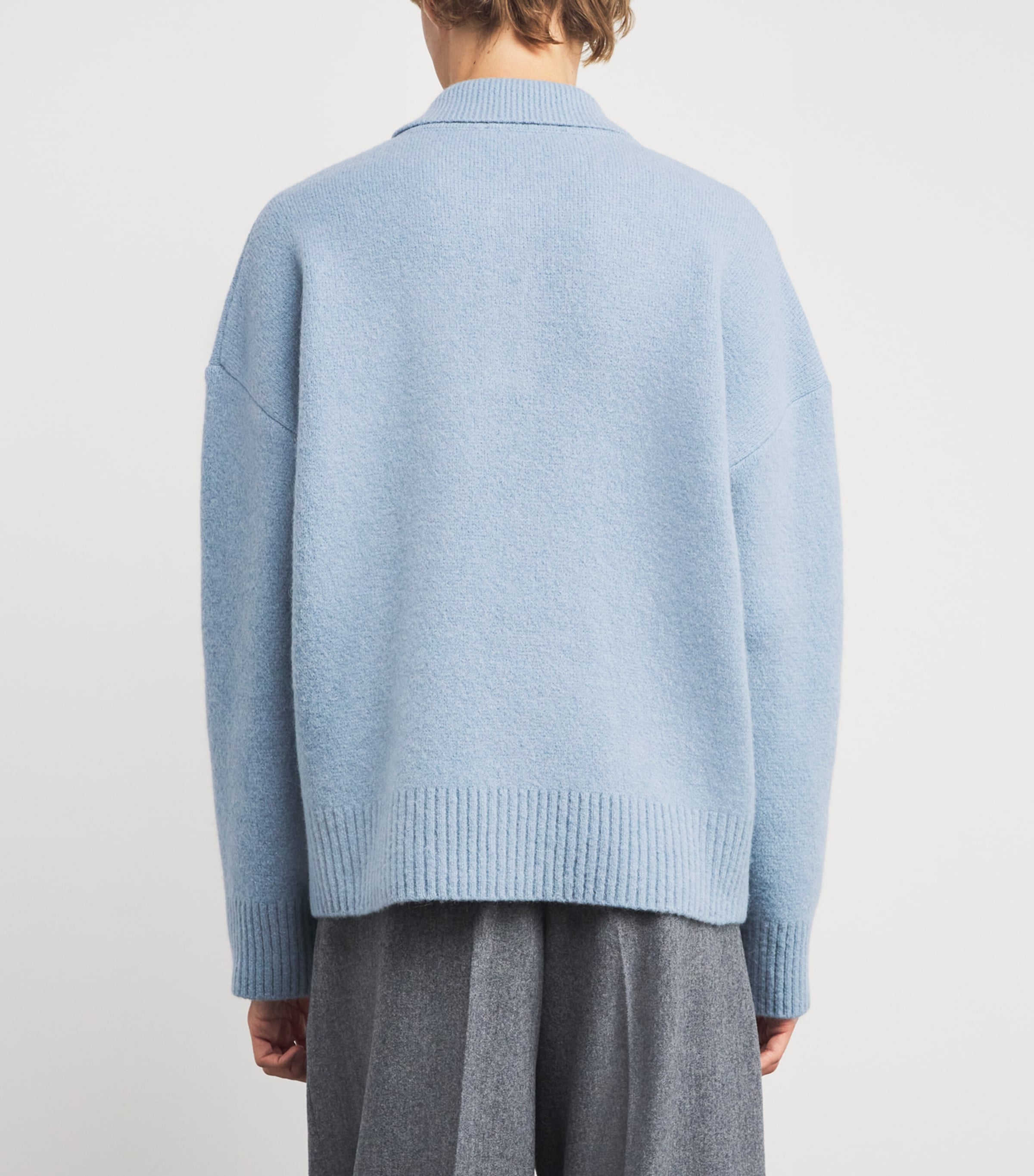 AMI Paris Blue Alpaca-Blend Polo Sweater | Harrods US