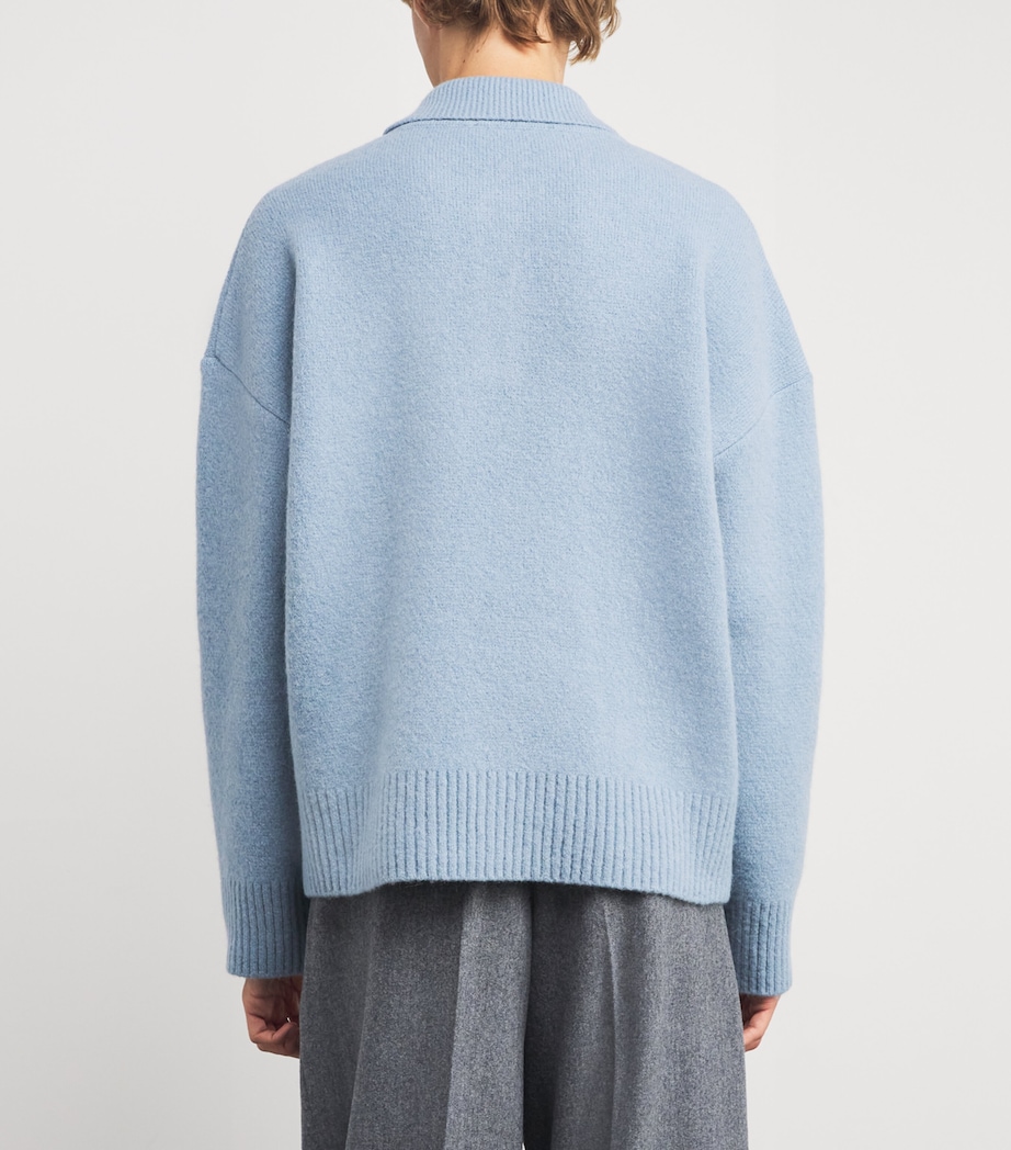 Alpaca-Blend Polo Sweater 4509 - CIEL/ECRU Image 4