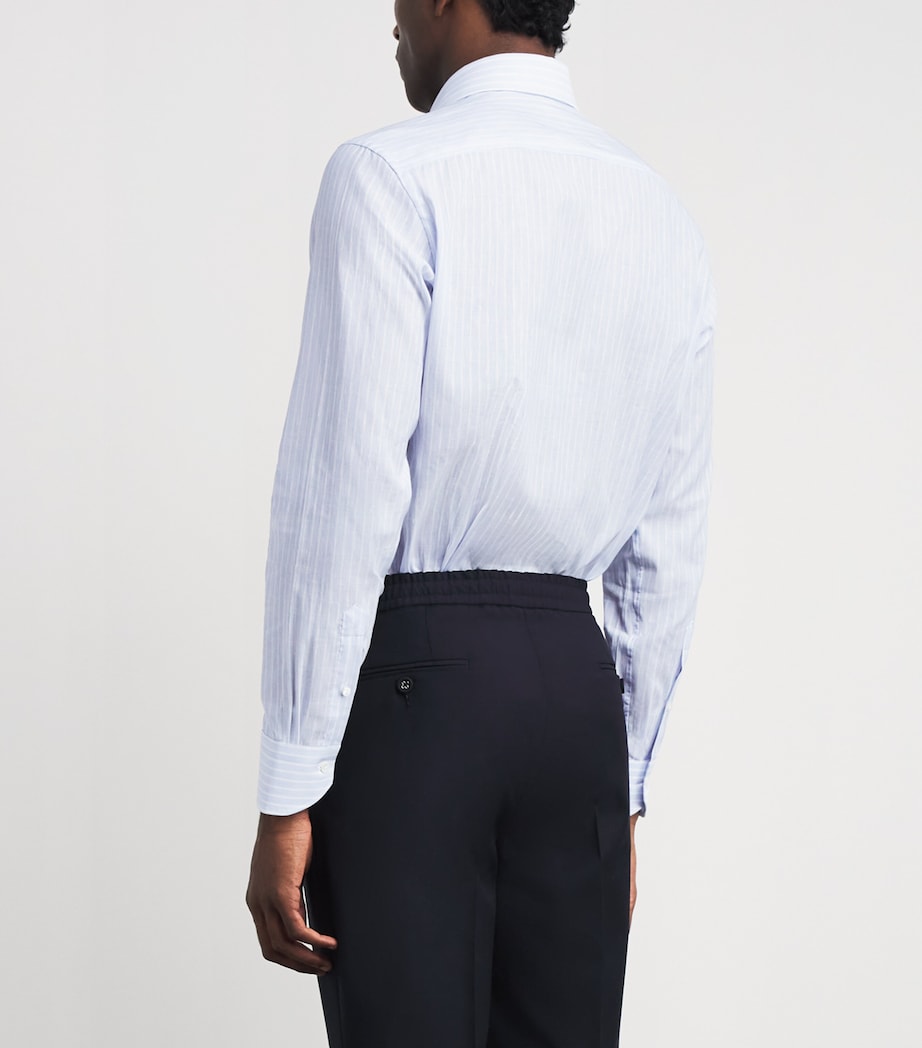 Canali Mens Cotton-Linen Stripe Shirt Image 5